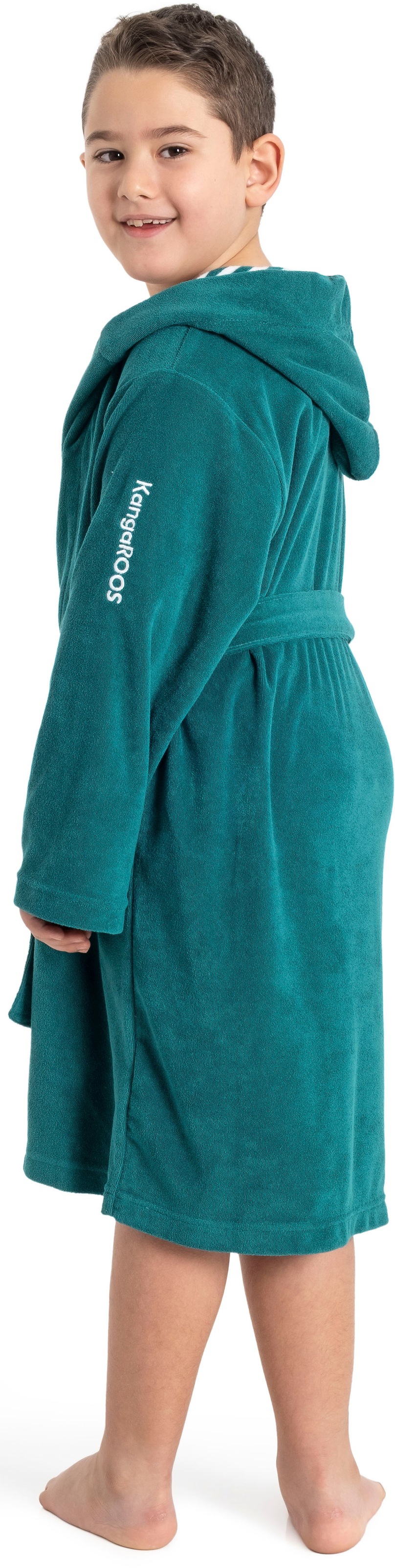 KangaROOS Kinderbademantel »Dalia, Ideal für Zuhause, Schwimmbad oder im Urlaub« 1 Stk. Uni-Farben mit Streifen