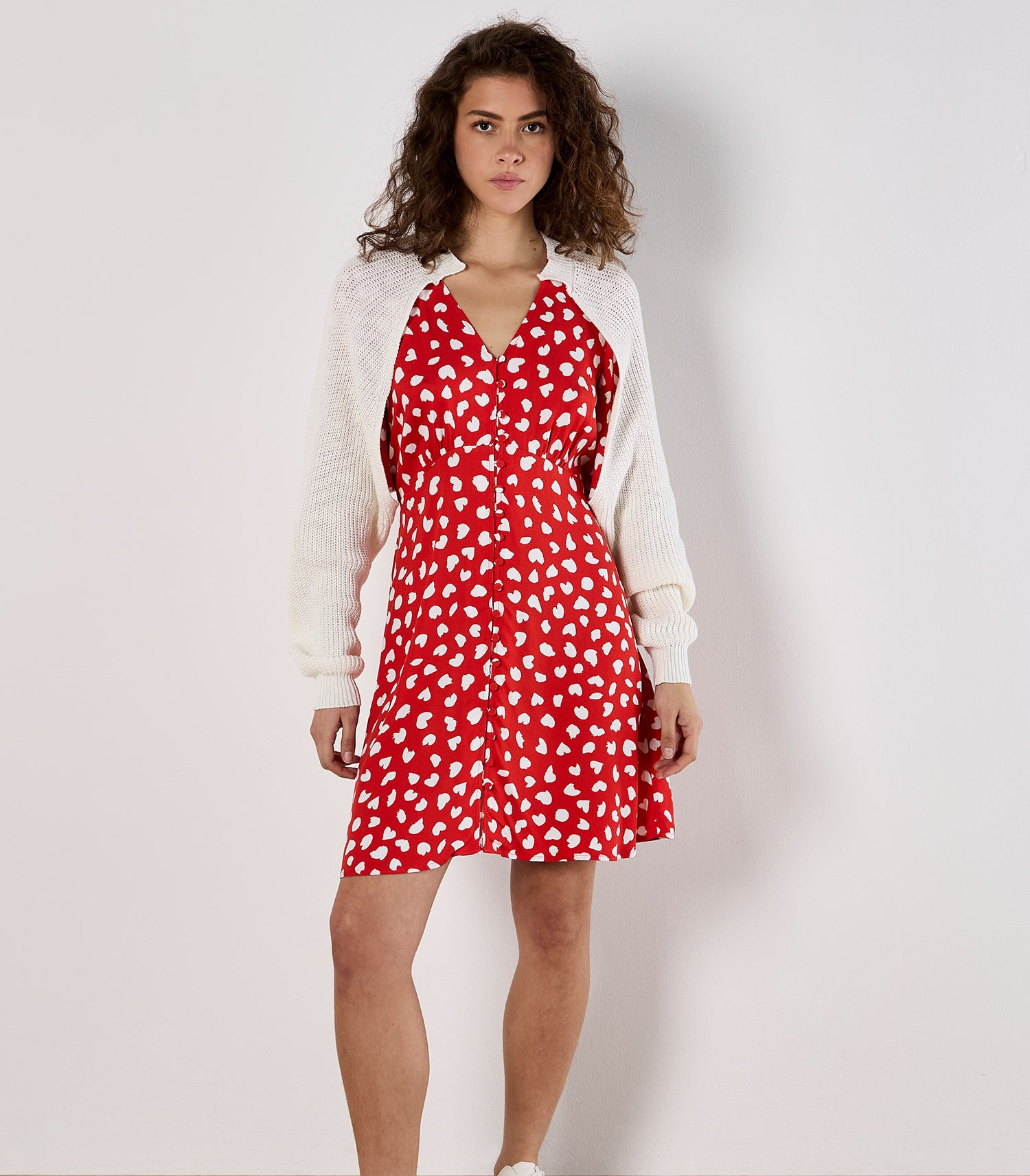 Apricot Babydollkleid »Minikleid« mit Flügelarmen