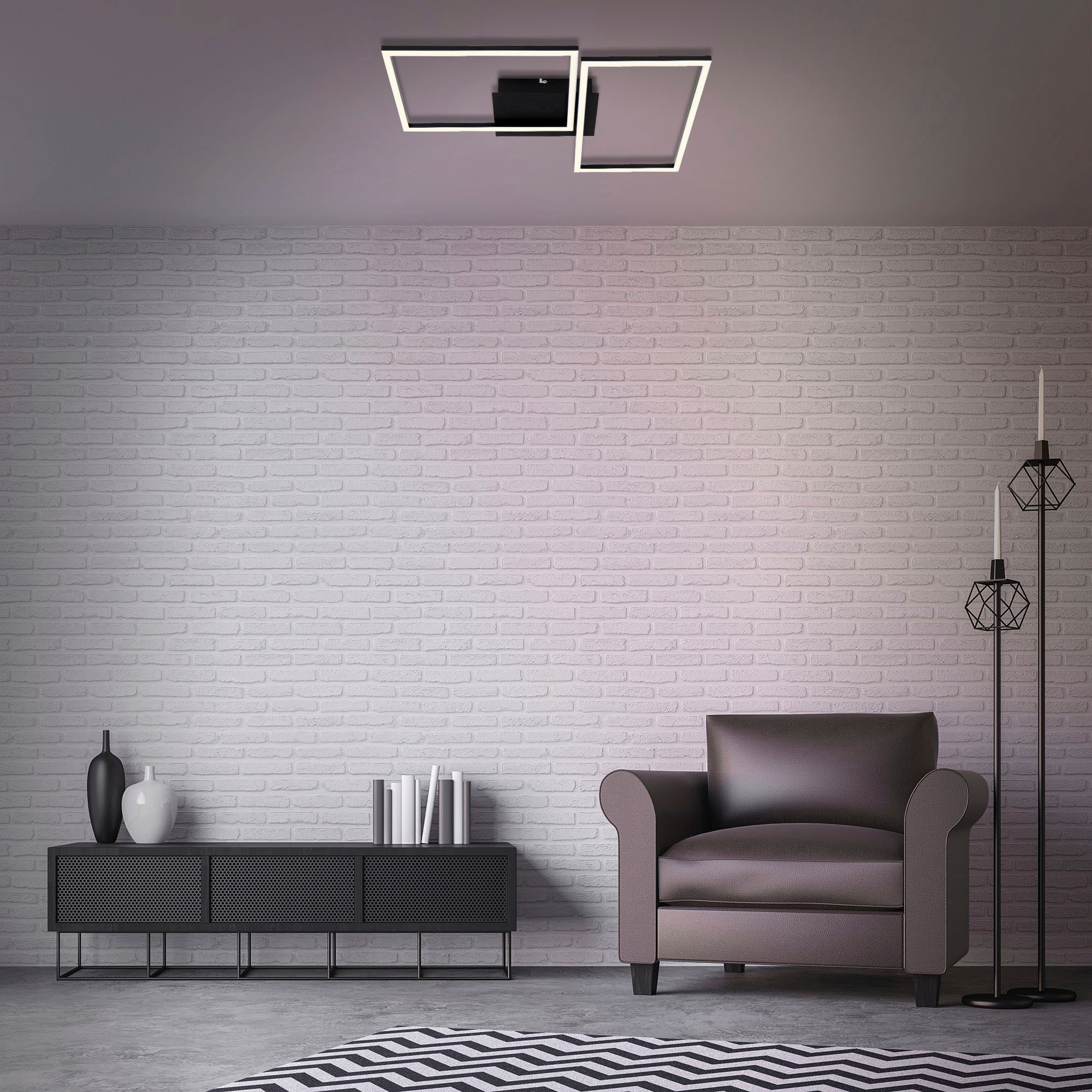 Briloner Leuchten LED Deckenleuchte »3149015 FRAME« LED-Board Kaltweiß | Neutralweiß | Tageslichtweiß | Warmweiß Deckenlampe, 50x38,8x7,8cm, Schwarz, 30W, Wohnzimmer, Schlafzimmer