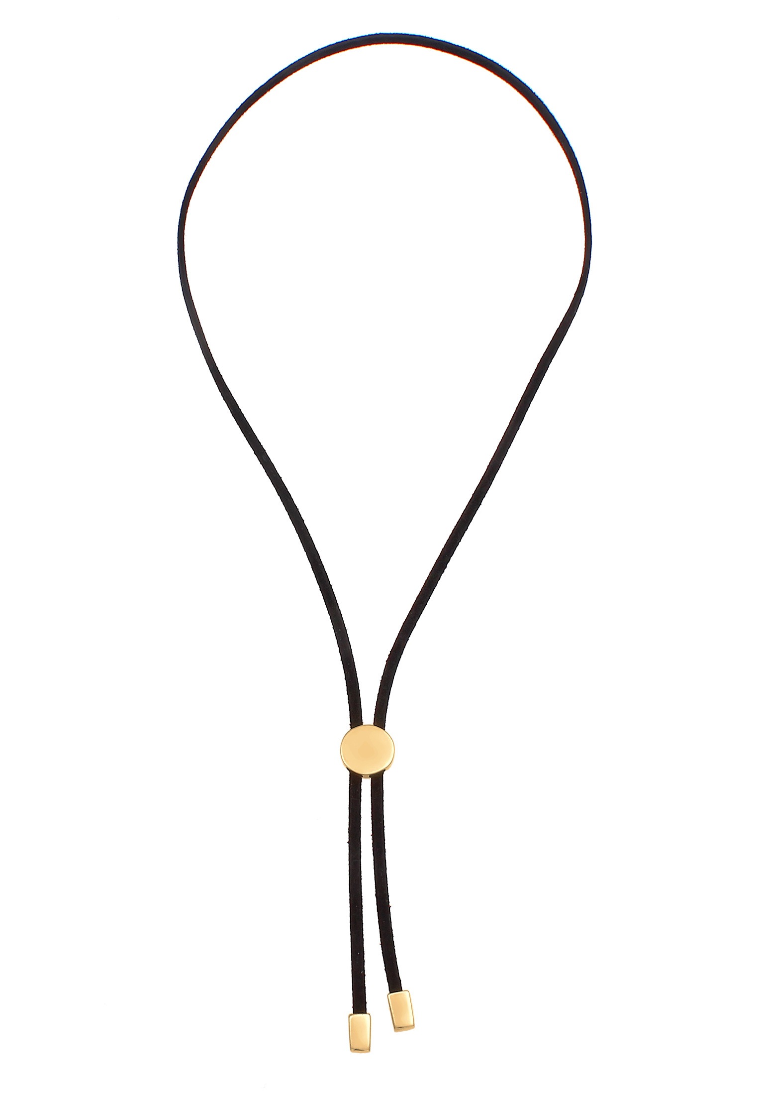 Elli Y-Kette »Halskette Leder Textil Schwarz Disc Element 925 Silber«