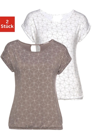 LASCANA T-Shirt, (2 tlg., 2er-Pack), mit kleinem Cut-Out im Nacken kaufen