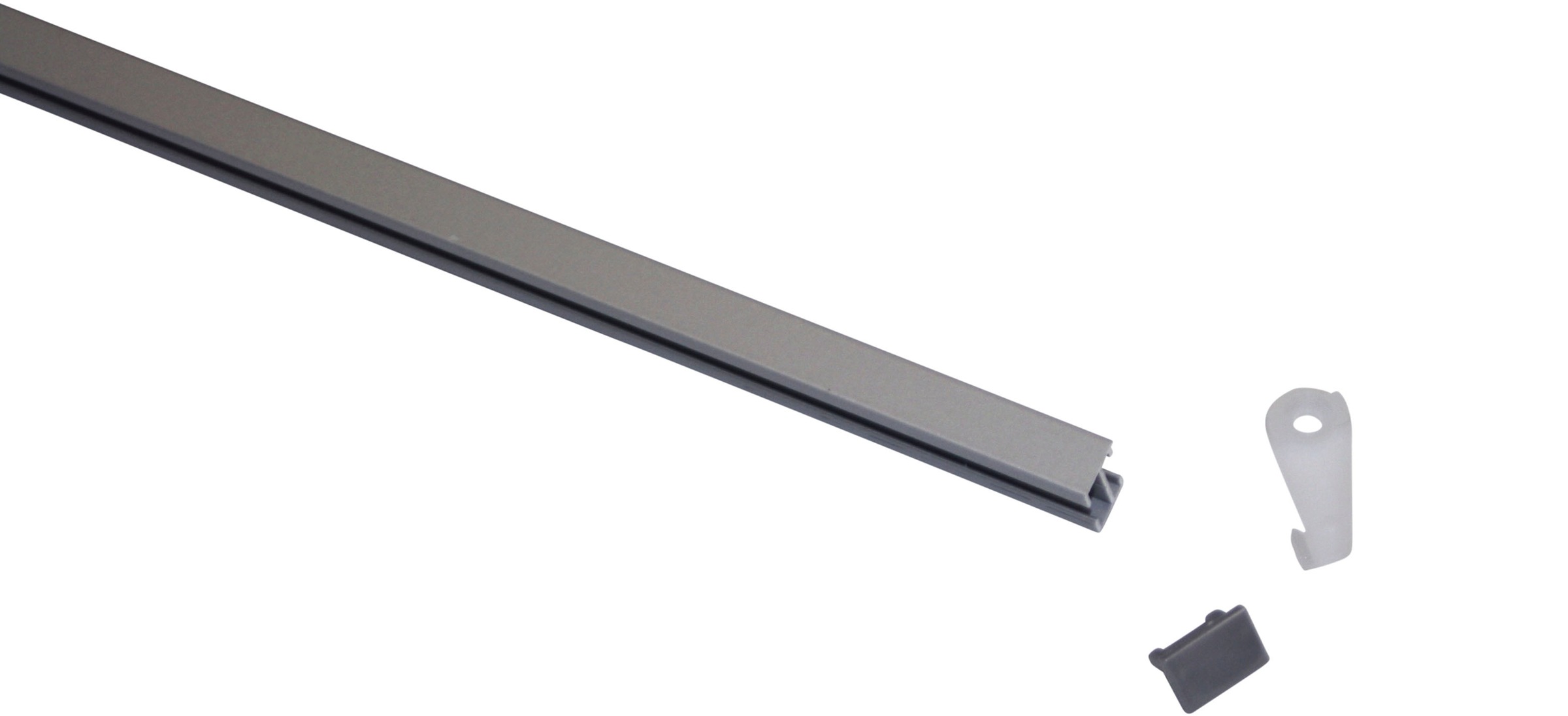 GARDINIA Vorhangschiene »Aluminium-Vorhangschienen Set 1-Lauf Lucy«, 1 läufig-läufig, mit Bohren, Deckenmontage, Aluminium, Deckenträger aus Kunststoff