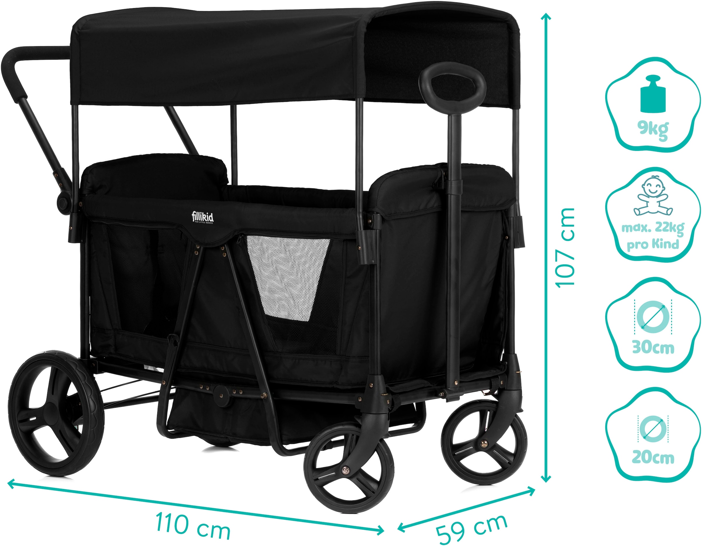 Fillikid Bollerwagen »Oskar« faltbar; für zwei Kinder