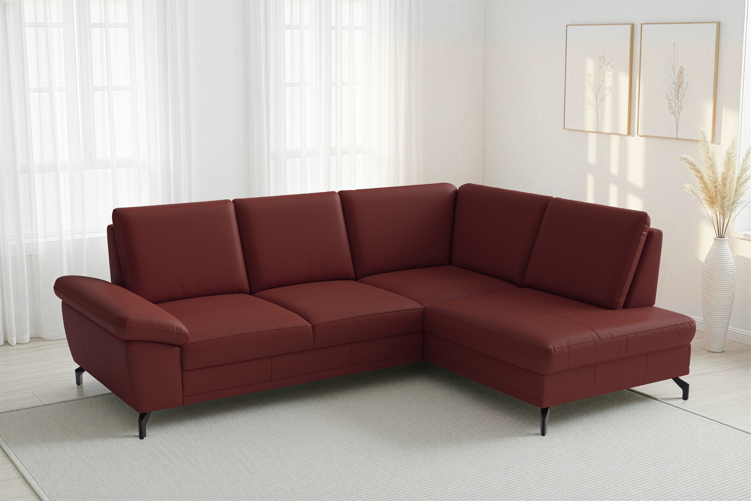 sit&more Ecksofa »Chelsea Leder L-Form, B:249 cm, inkl. Armteil- & Sitztiefenverstellung« optional mit Schlaffunktion und Bettkasten