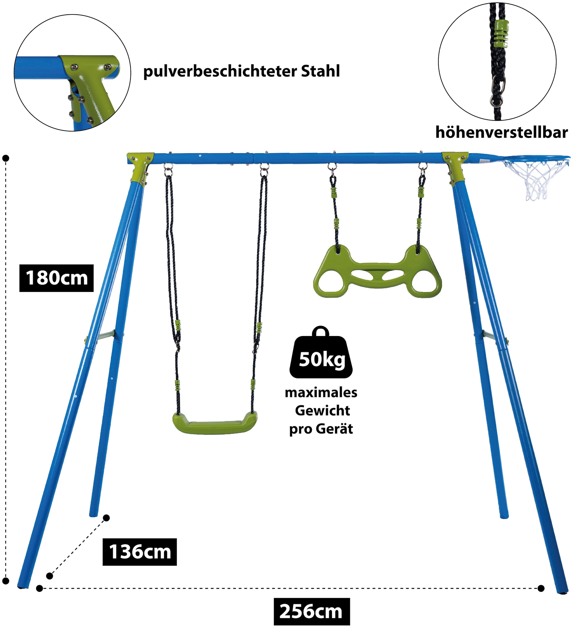 SANDORA Schaukelkombination, Schaukel + Glider + Ballring, Belastungsgewicht beidseitig max 100 Kg