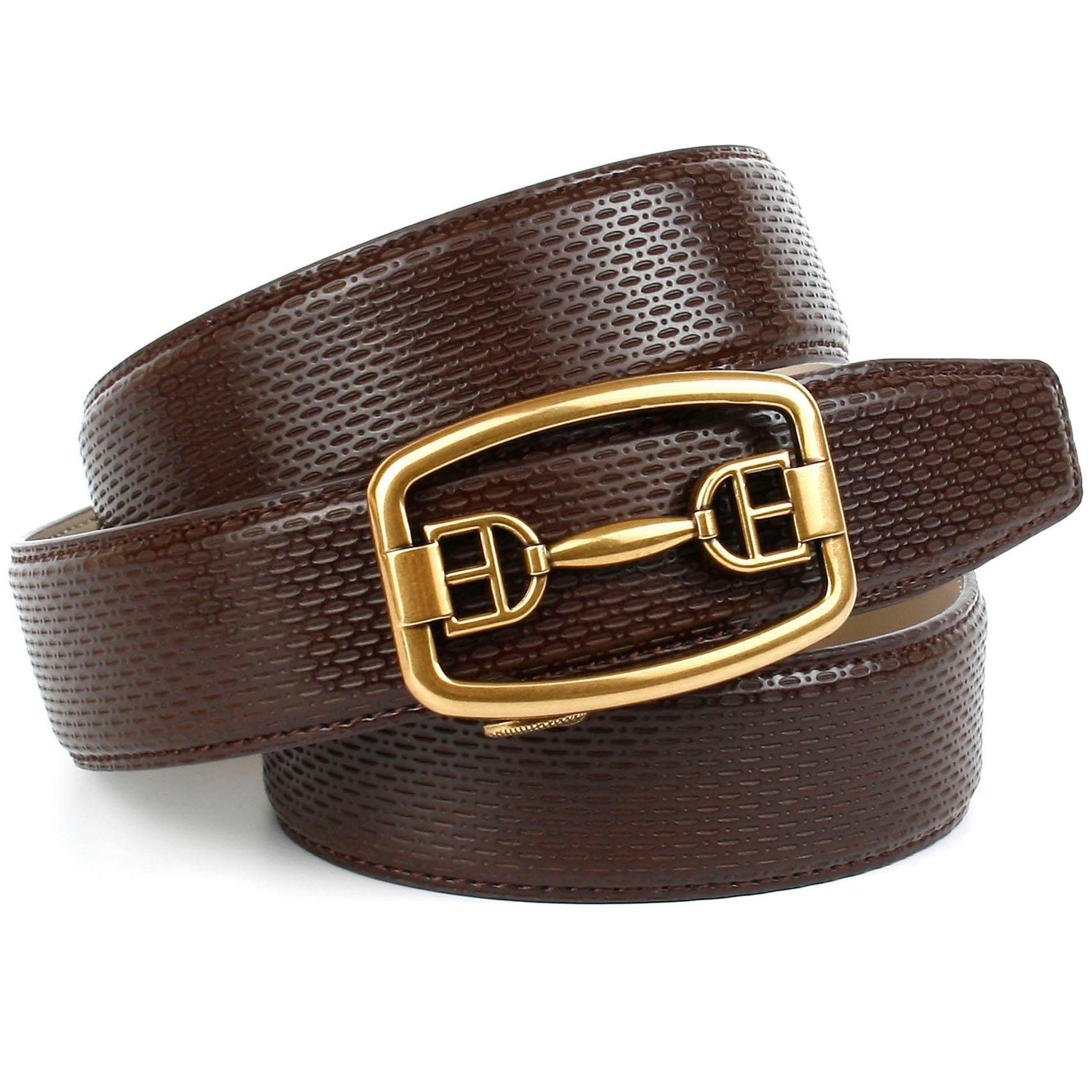 Anthoni Crown Ledergürtel, in braun mit messingfarbener Metallschnalle