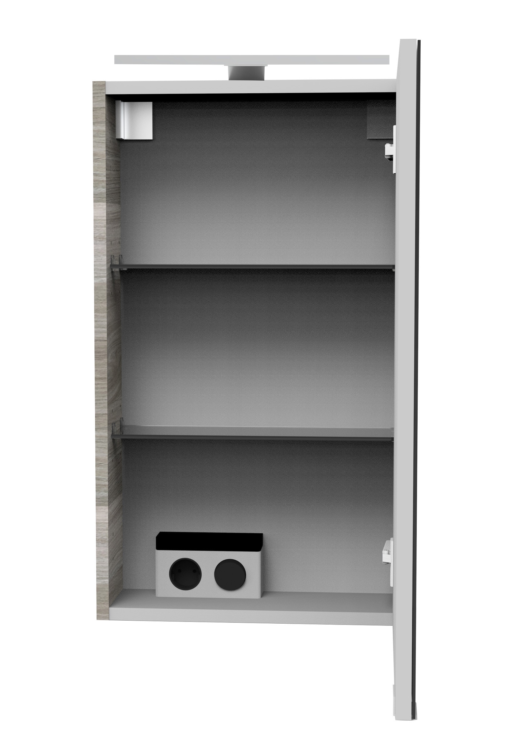 FACKELMANN Spiegelschrank »SBC«, (Spiegelschrank mit LED-Aufsatzleuchte), Aufsatzleuchte, Schalter und Steckdose, Breite 40cm, Anschlag rechts