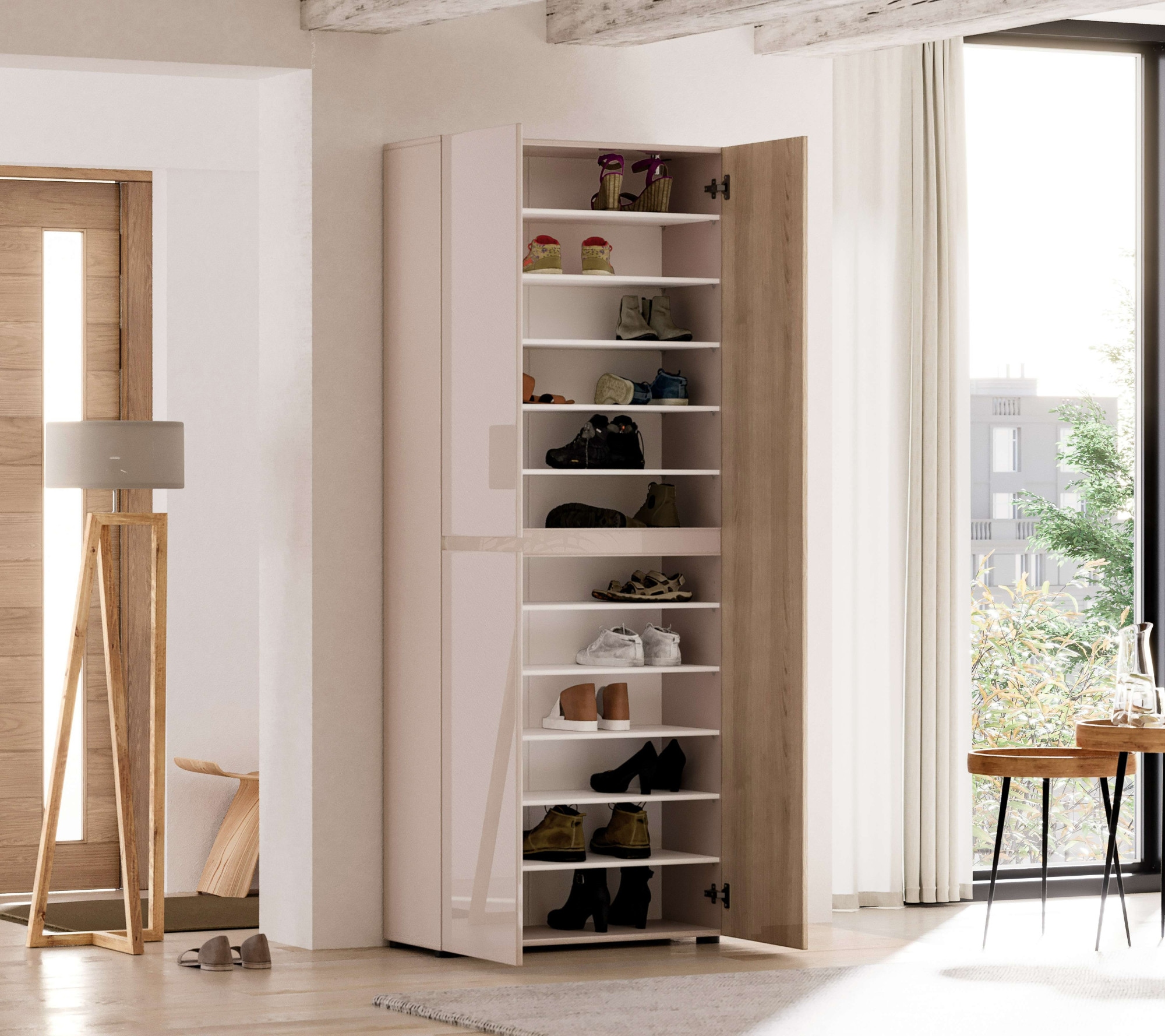 Home affaire Schuhschrank »LADY, Schuhkommode,Schuhmöbel,Schuhablage,Schuhregal« 10 Einlegeböden,12 Fächer,ca. 36 Paar Schuhe-Maße: B/T/H:80x34x200 cm