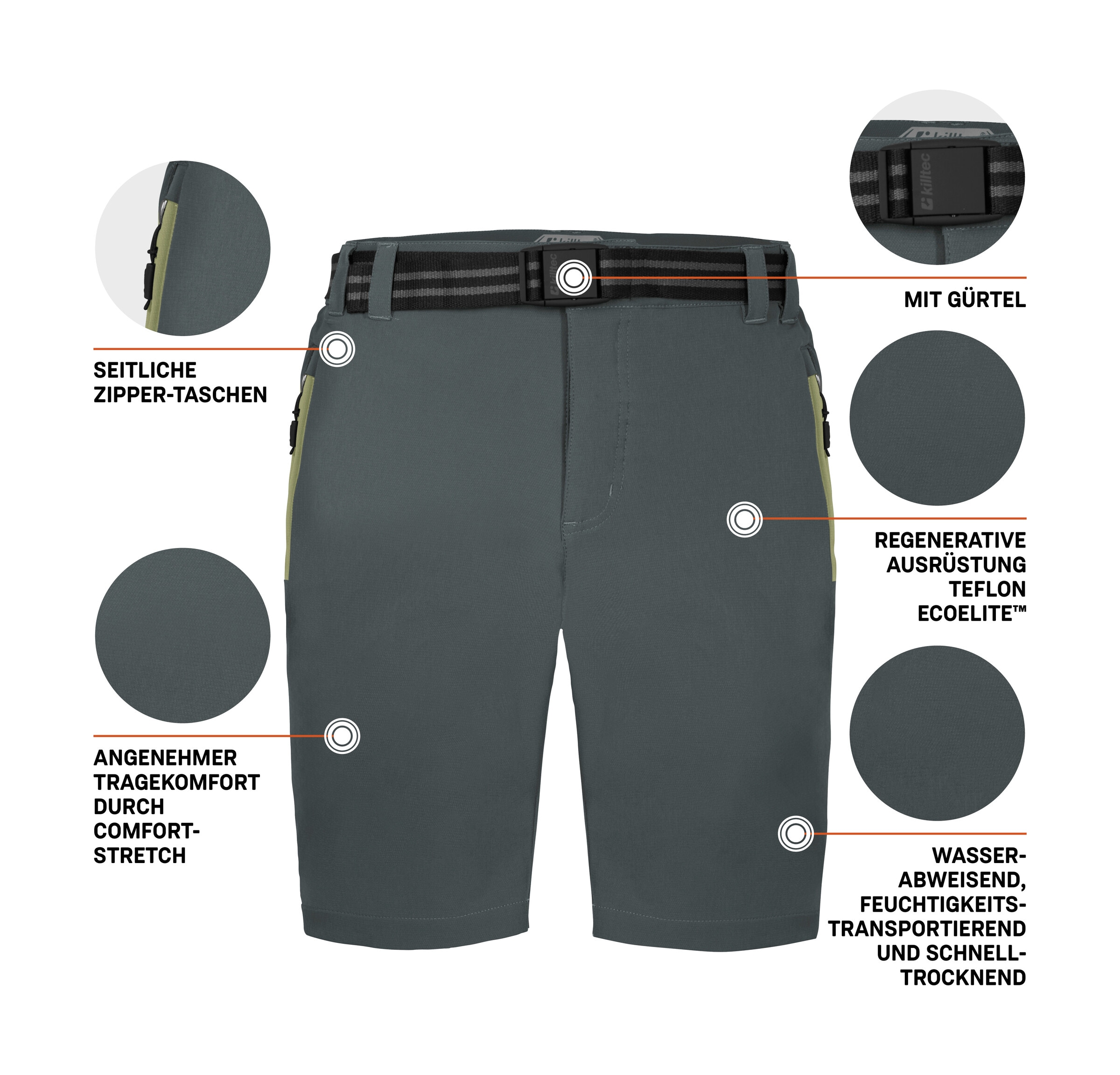 Killtec Bermudas »KOS 20 MN BRMDS«  Herren Funktionsbermudas: wasserabweisend, schnelltrocknend