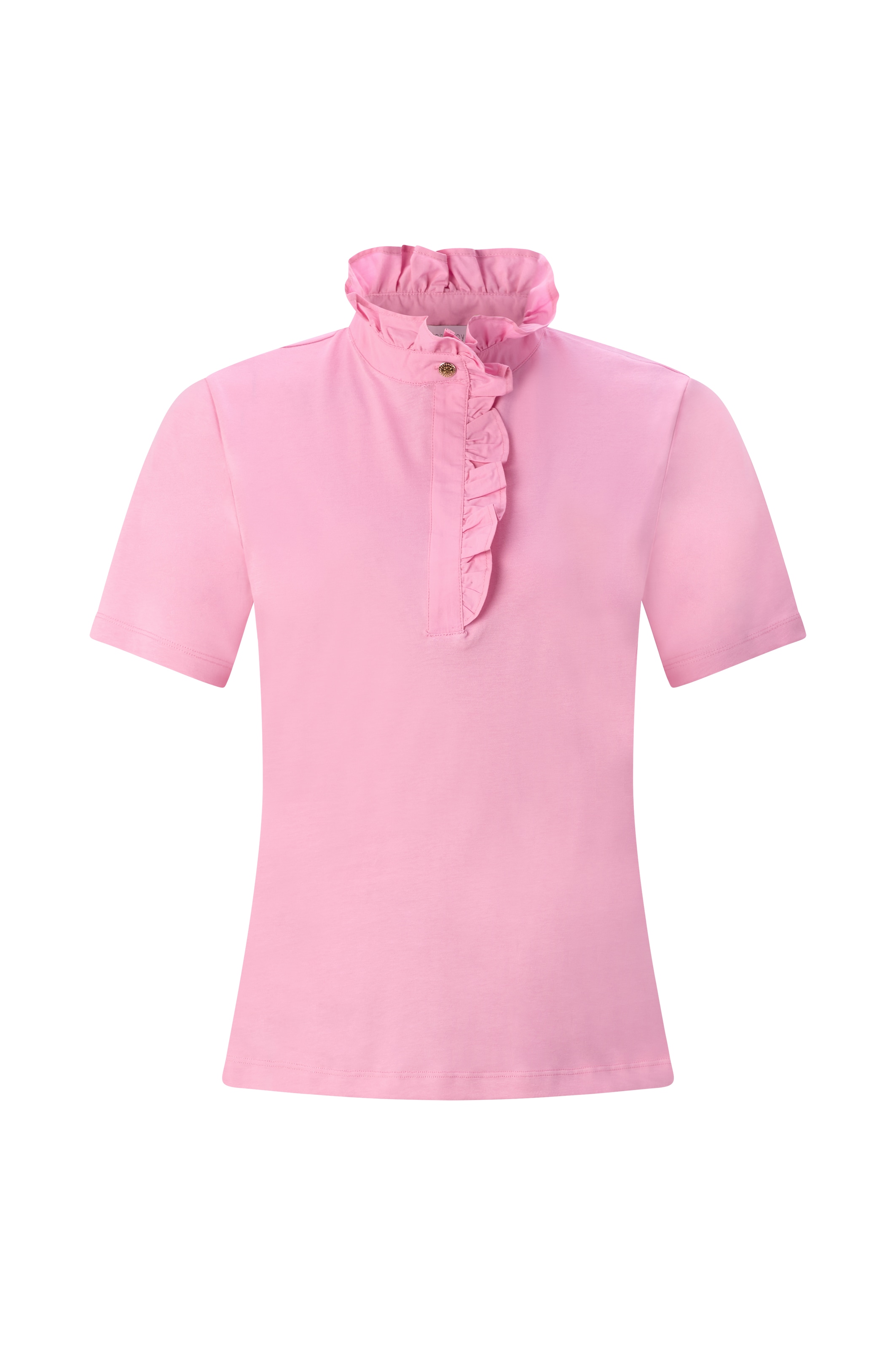 RICHROYAL Blusenshirt mit schmalem Stehkragen und halber Knopfleiste mit Rüschenkante