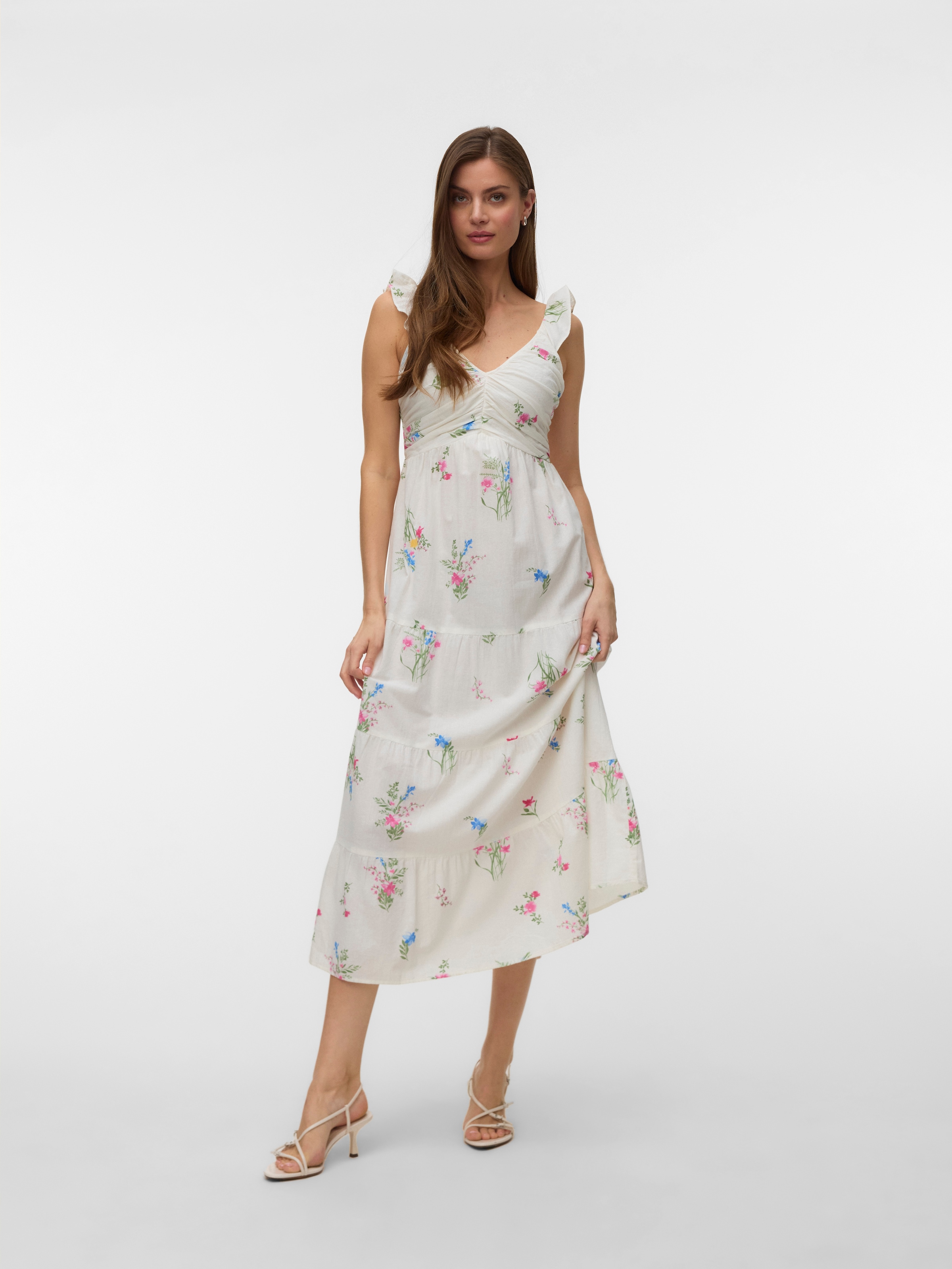 Vero Moda Maxikleid »VMDICTHE SL FRILL ANKLE DRESS WVN GA« Baumwolle, regular fit