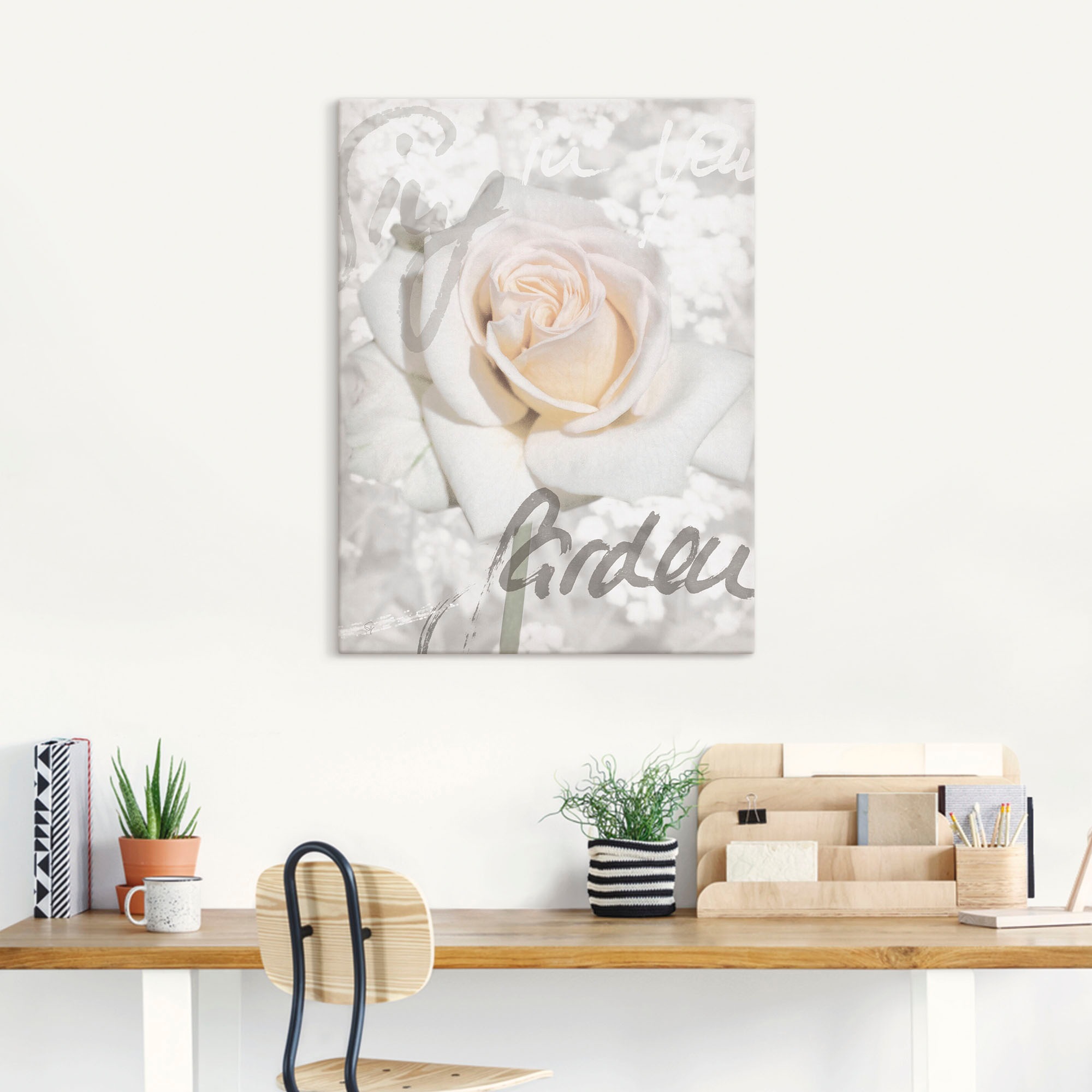 Artland Wandbild »In Lettern - Rose«, Blumen, (1 St.), als Alubild, Outdoorbild, Leinwandbild, Poster in verschied. Größen