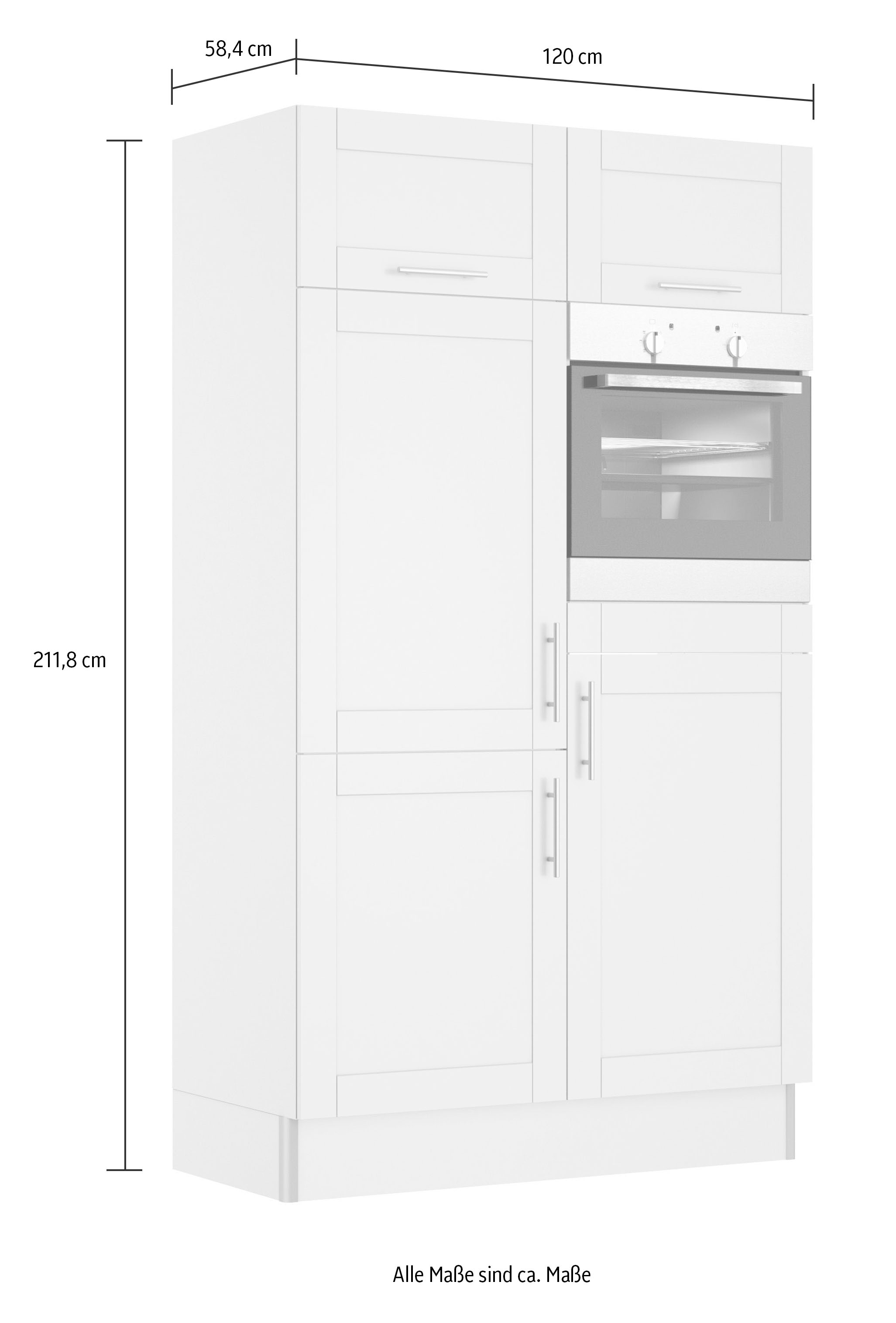 KOCHSTATION Küche »KS-Ahus, Back-/Kühlmodul«, Breite 120 cm, wahlw. mit E-Geräten, Soft Close Funktion, MDF Fronten
