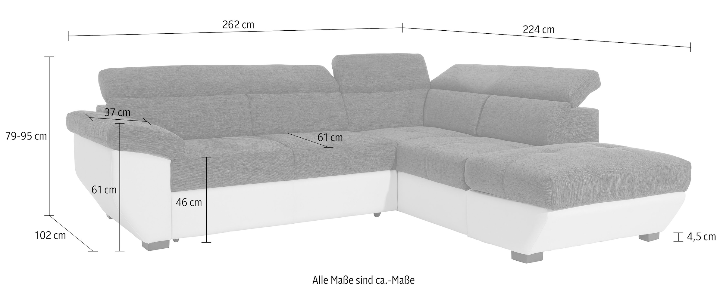 COTTA Ecksofa »Speedway L-Form«, inklusive Kopfteilverstellung, wahlweise mit Bettfunktion + Bettkasten