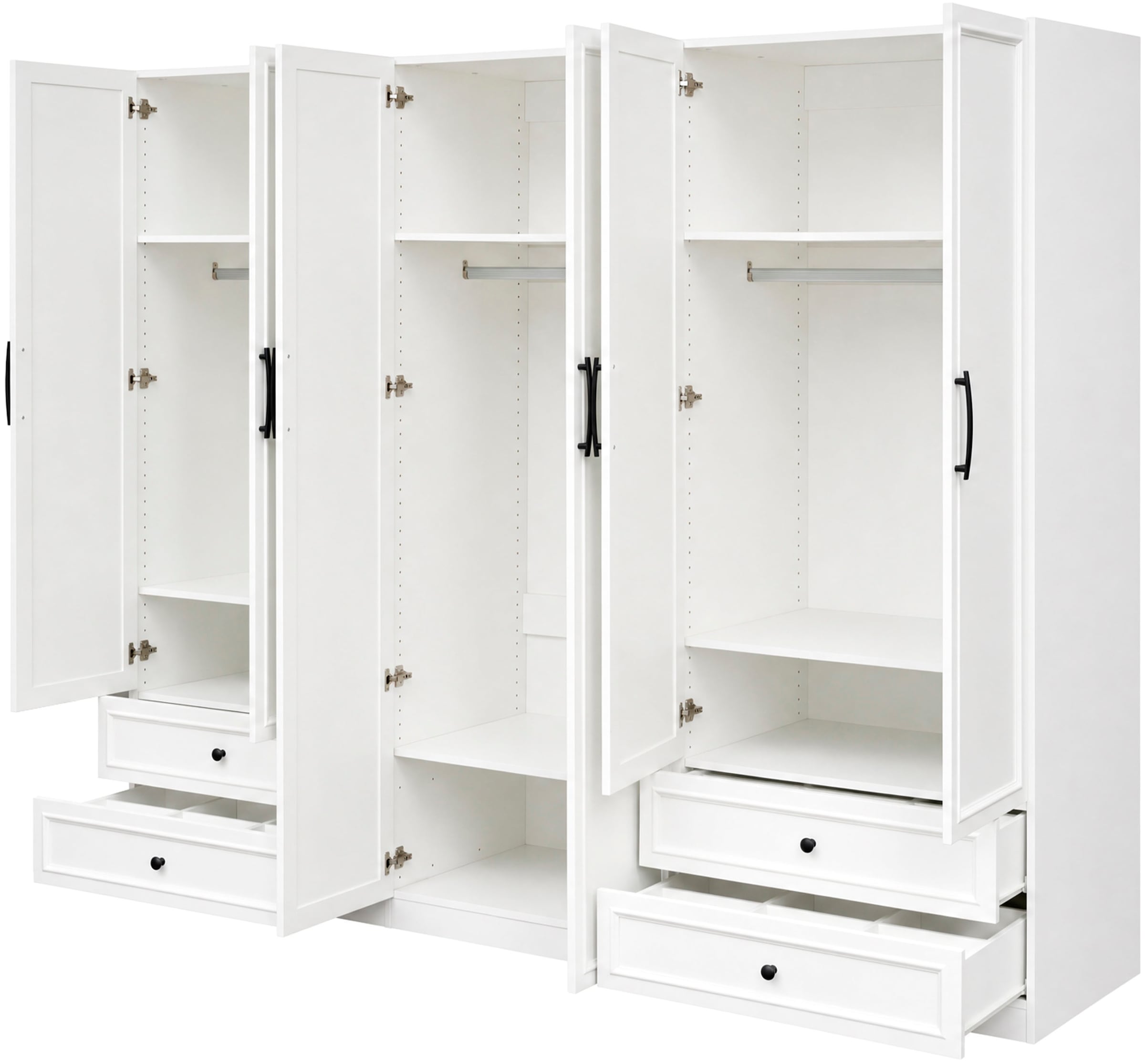OTTO home Kleiderschrank »Arrian 240 cm Weiß | 6-türiger Drehtürenschrank im Landhausstil« XXL STAURAUM FÜR IHR ZUHAUSE