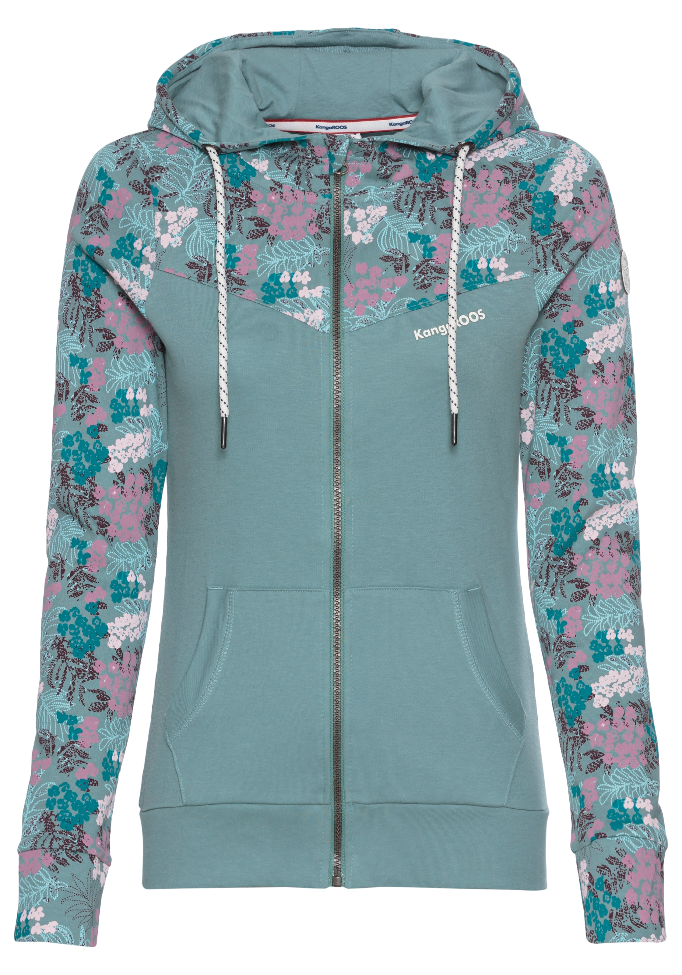 Kapuzensweatjacke, mit Blumenprint