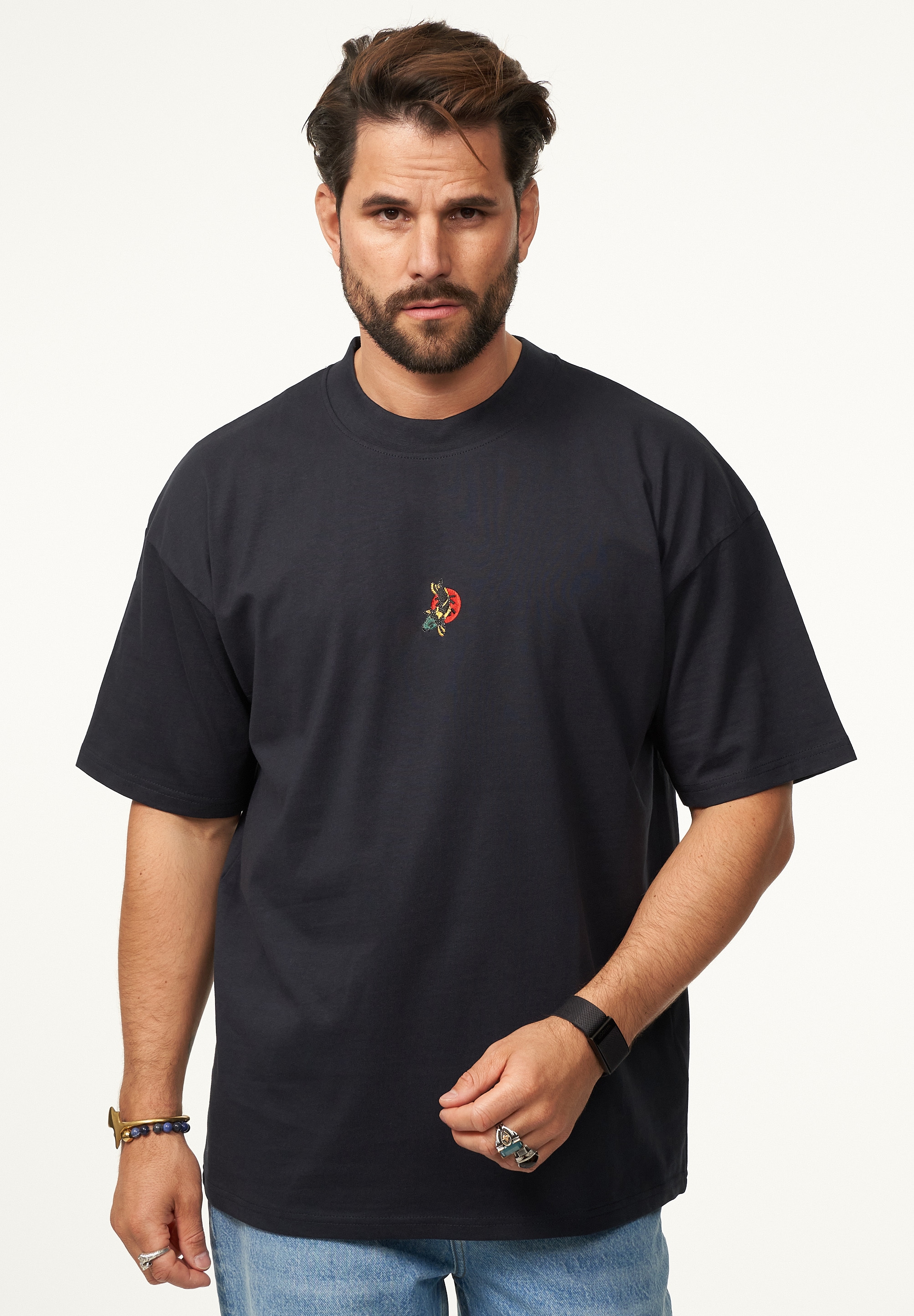 SOULSTAR T-Shirt »Kurzarm Oversize aus 100% Baumwolle mit Rundhalsausschnitt Crew Neck für Herren« Herren Oversize-Fit Kurzarm Shirt mit Rundhals-Ausschnitt