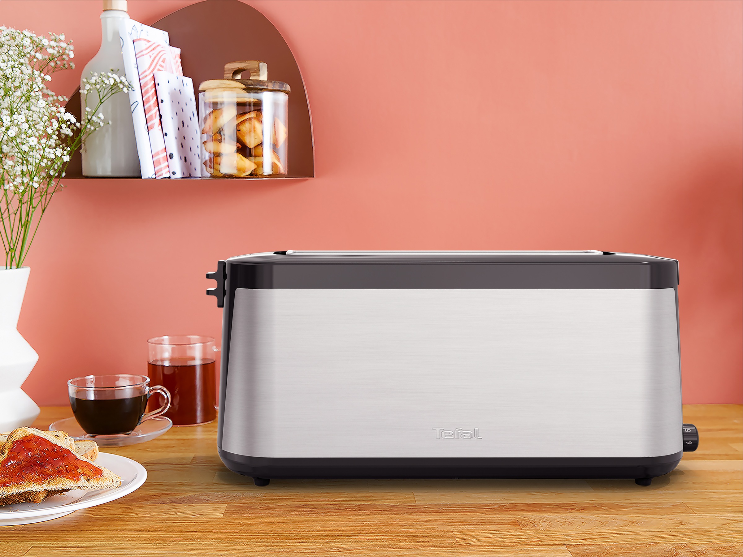 Tefal Toaster »TL4308 Element«, 1 langer Schlitz, 1000 W, 4 Einstellungen, Langschlitz, mit integriertem Brötchenaufsatz