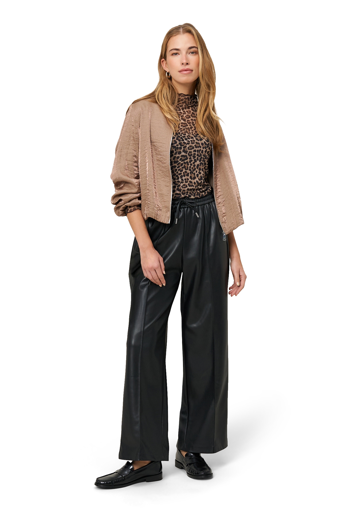 Zero Stoffhose »Hose in Lederoptik weites Bein 30 Inch«