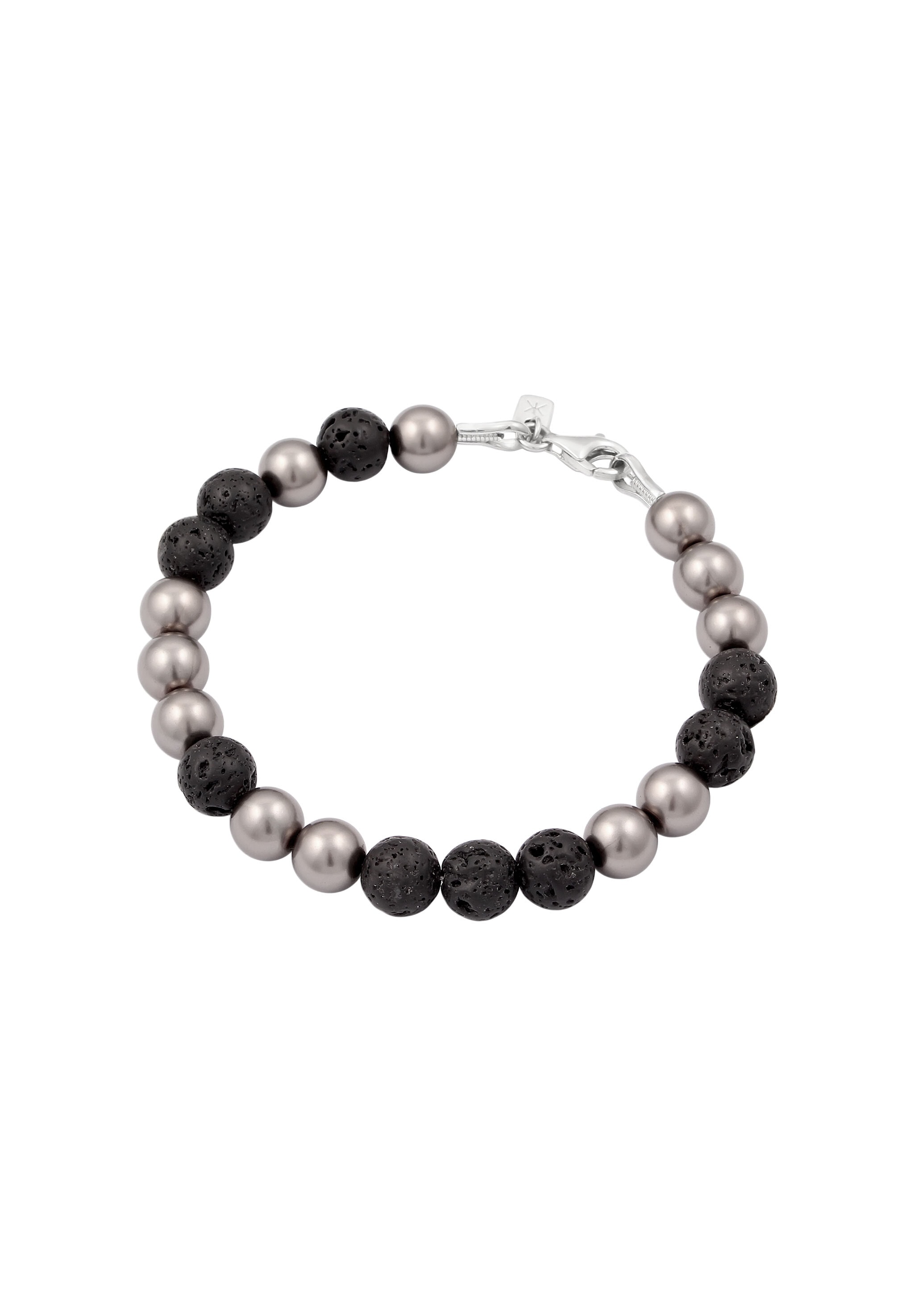 Kuzzoi Armkette »Armband Lava Synthetische Perle Grau Schwarz 925 Sterling Silber«