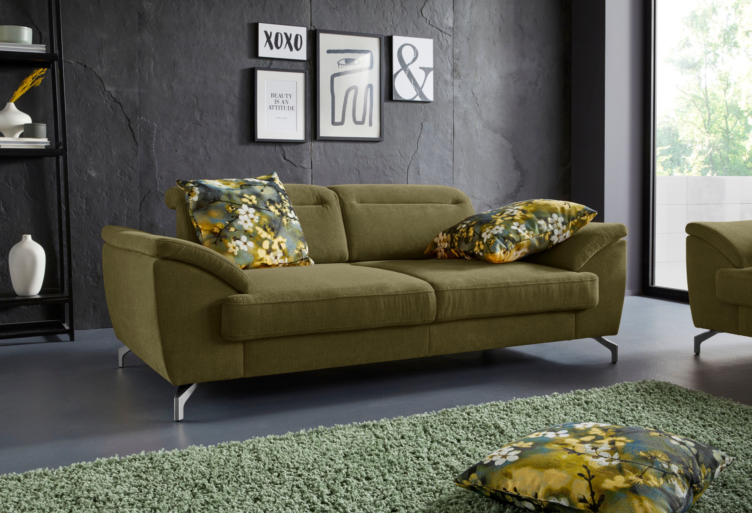 sit&more 2,5-Sitzer »Percy« 12 cm Fußhöhe, Sitztiefenverstellung, wahlweise Kopfteilverstellung