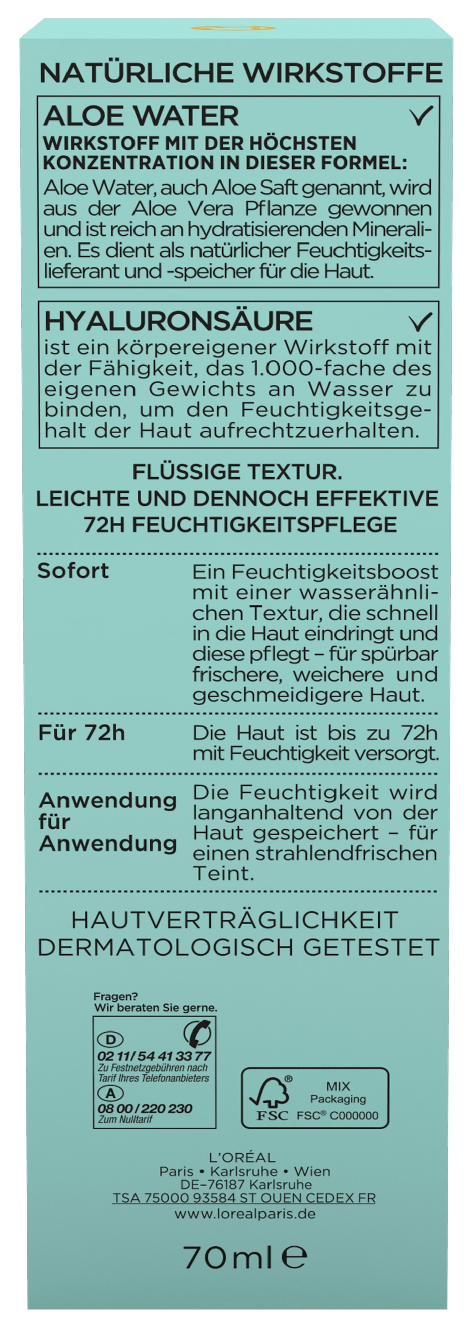 L'ORÉAL PARIS Gesichtsfluid »Hydra Genius Aloe Aqua« hochkonzentrierte Feuchtigkeit, zieht sofort ein, weichere Haut