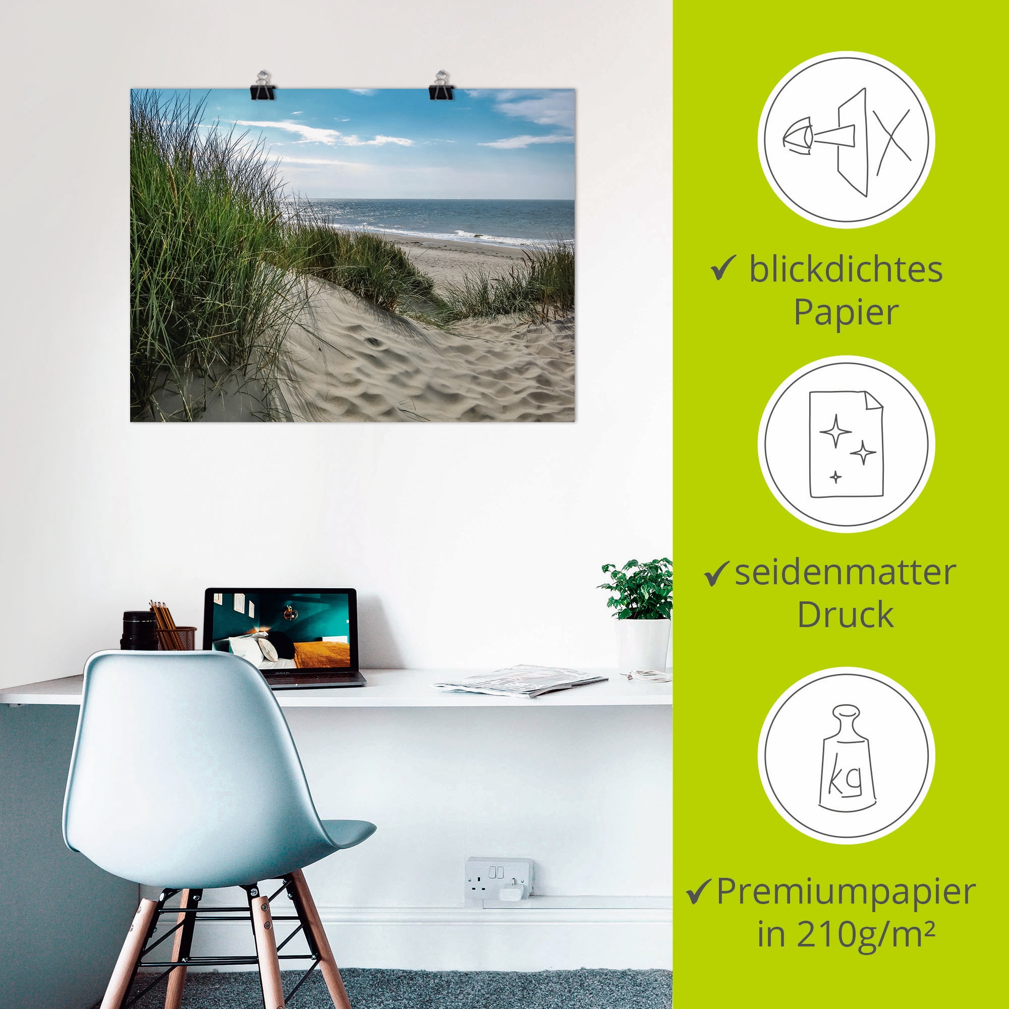 Artland Wandbild »Dünenlandschaft im Sommer an der Nordsee« Strand 1 Stk. tlg. als Leinwandbild, Poster in verschied. Größen