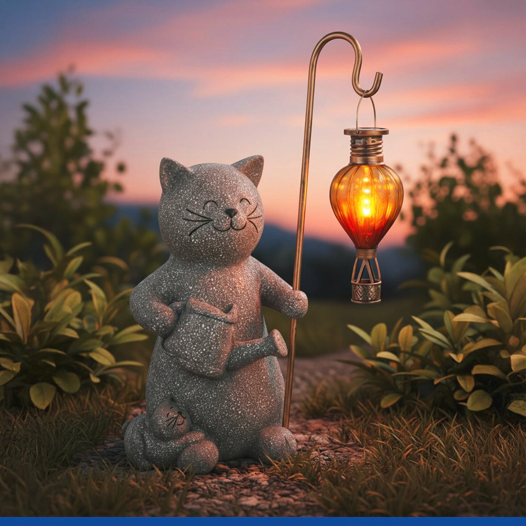 Maximex LED Dekofigur »Modell Katze und Heißluftballon« Warmweiß dekorative, solarbetriebene Gartenleuchte, wetterbeständig