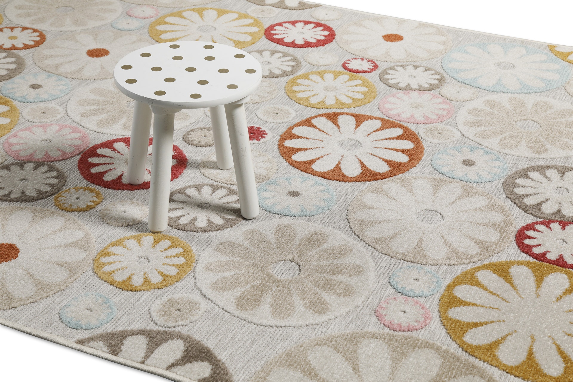 Wecon home Outdoorteppich »Flowerdrops«, rund, 5 mm Höhe, für Innen & Außen, strapazierfähig, pflegeleicht, Hoch-Tief Effekt