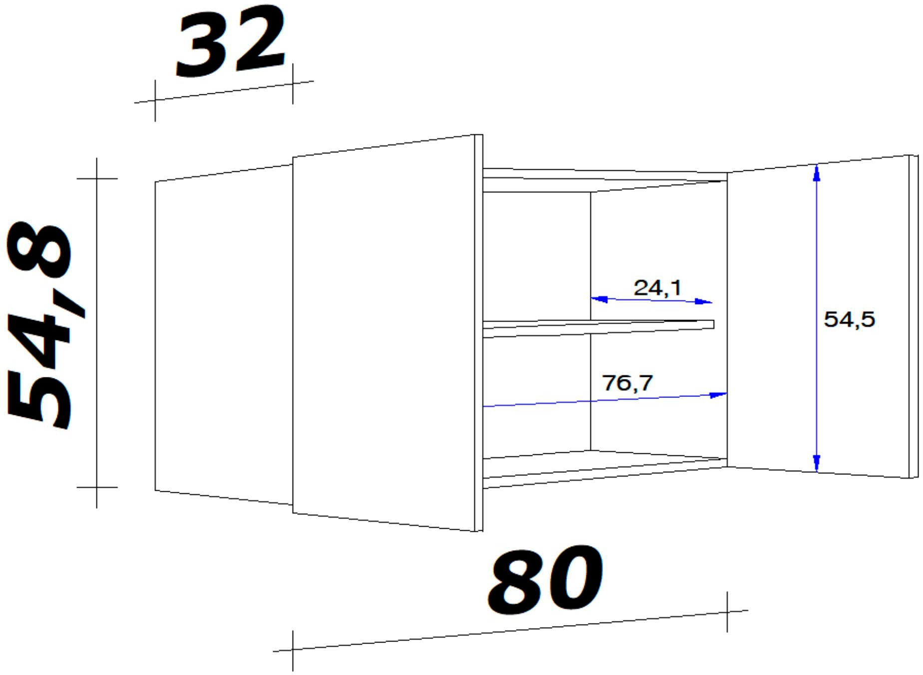 Flex-Well Hängeschrank »Nano«, (B x H x T) 80 x 54,8 x 32 cm