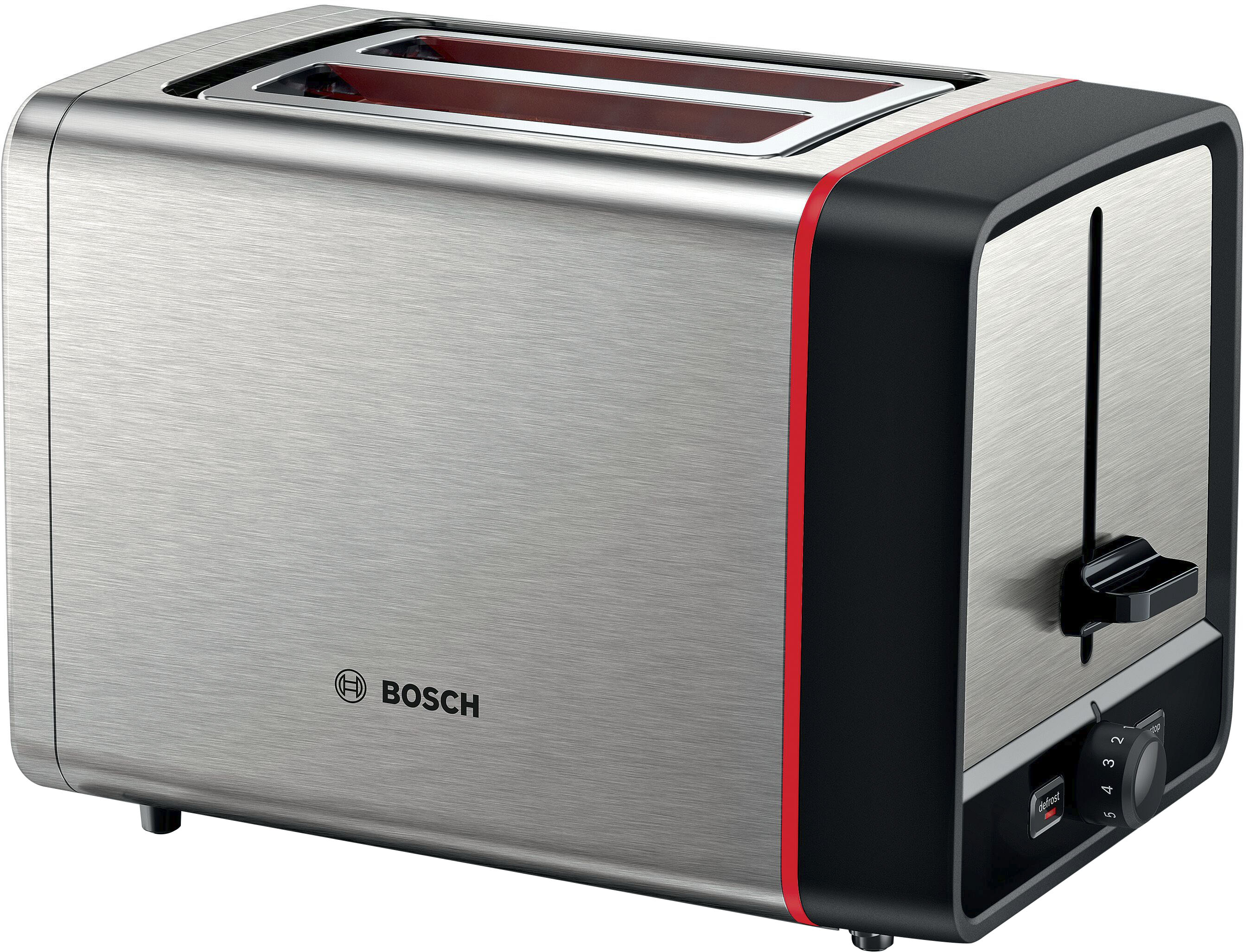 Bosch Toaster »MyMoment TAT6M420« 2 Schlitze für 2 Scheiben 970 W integr. Brötchenaufsatz, Auftau-/Aufwärmfunktion, Brotzentrierung in grau