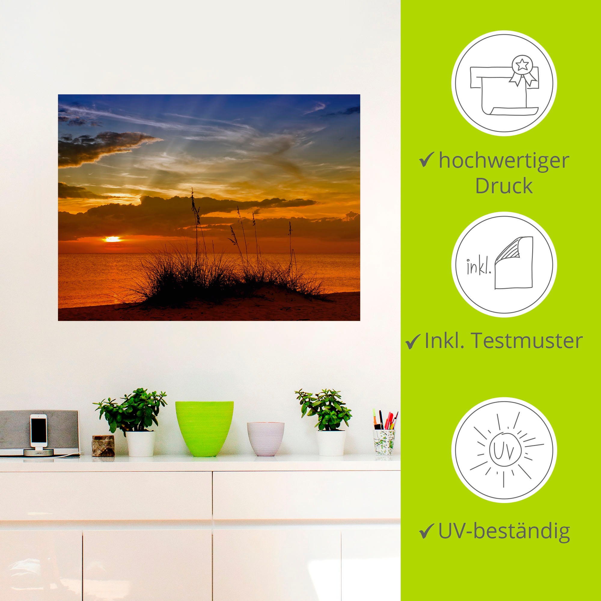 Artland Wandbild »Herrlicher Sonnenuntergang«, Sonnenaufgang & -untergang, (1 St.), als Leinwandbild, Wandaufkleber in verschied. Größen