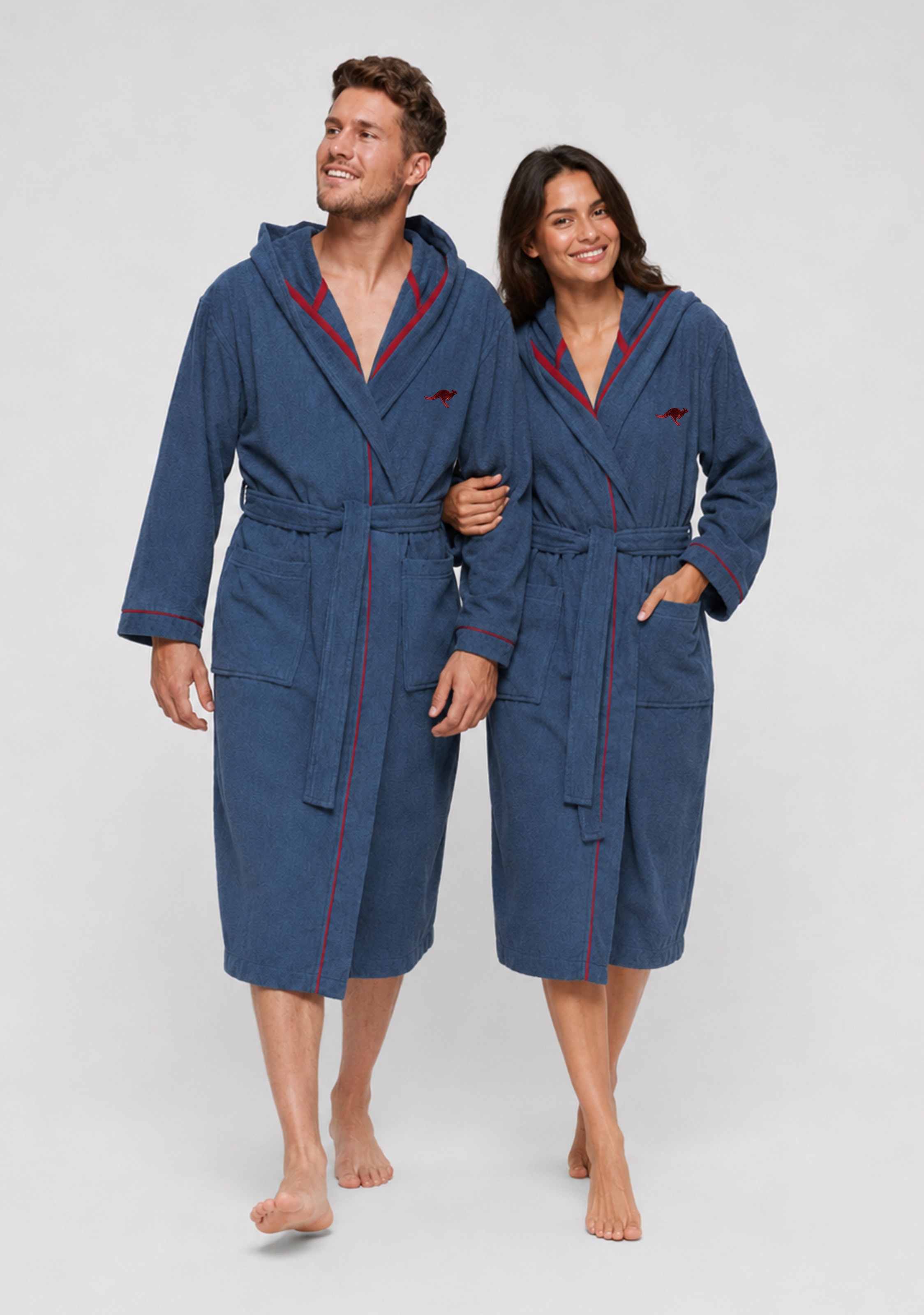 KangaROOS Unisex-Bademantel »Luke, ideal für Sauna & Spa, Hotelbademantel, Morgenmantel« 1 Stk. für Damen & Herren, Bademantel mit Kapuze & Logostickerei,S-2XL