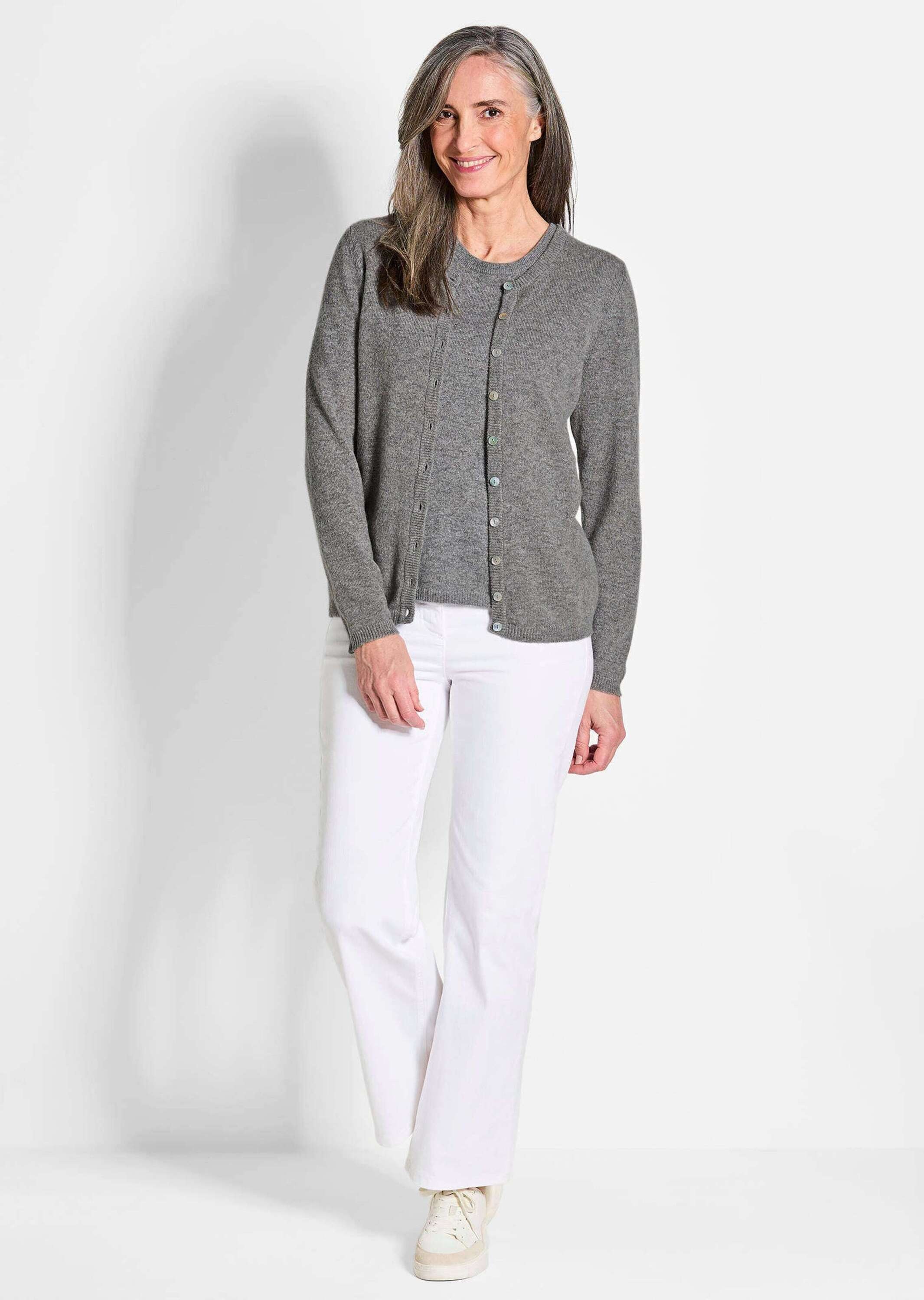 GOLDNER Strickjacke »Kurzgröße Eleganter Herbstcardigan mit Rundhals« Ohne