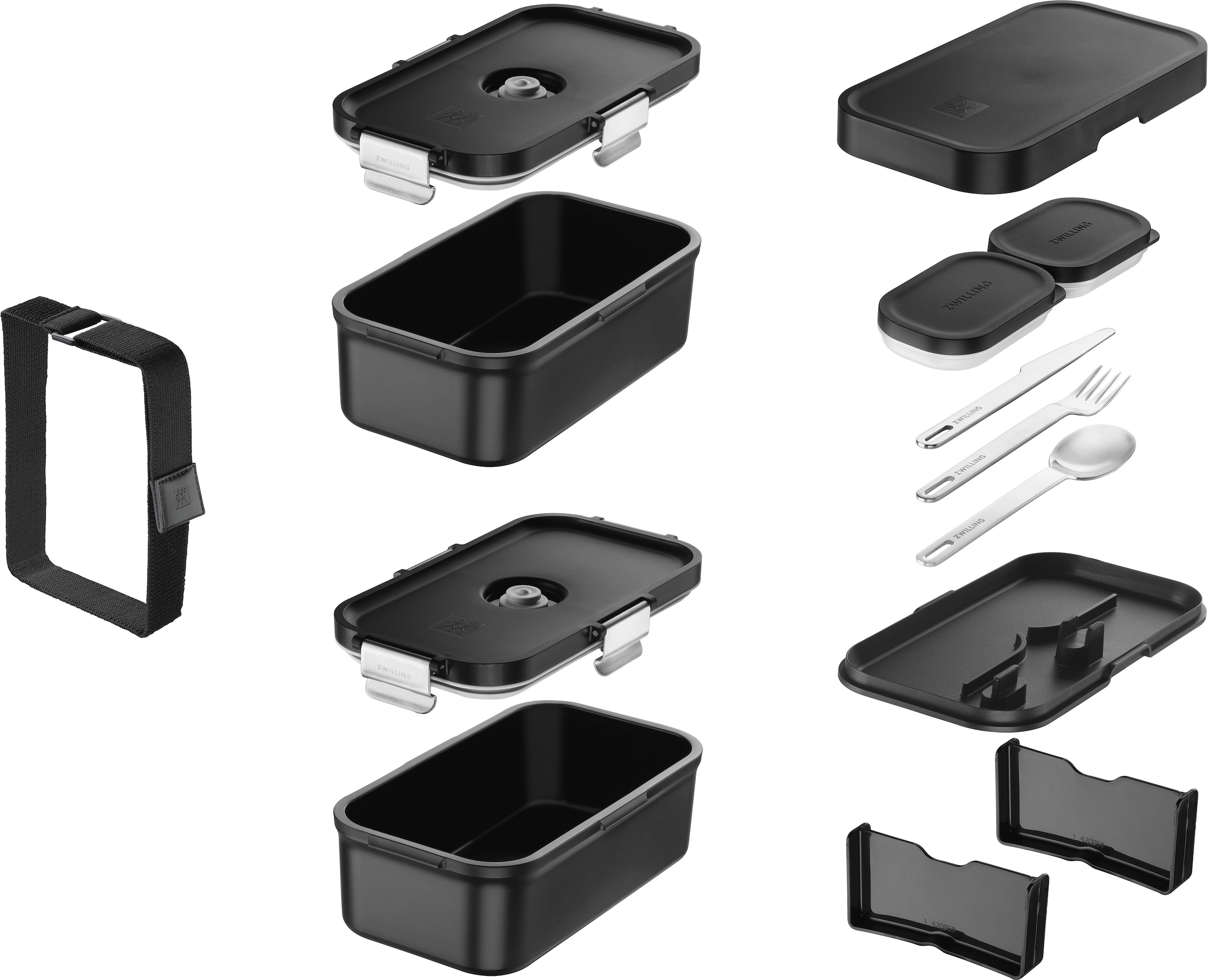 Zwilling Lunchbox »Fresh & Save«, (Set, 7 tlg., 2 Lunchboxen, 2 Saucenboxen, 2 Trenneinsätze, inkl. Besteck), Vakuum Lunch Box to Go, Modulares Boxensystem