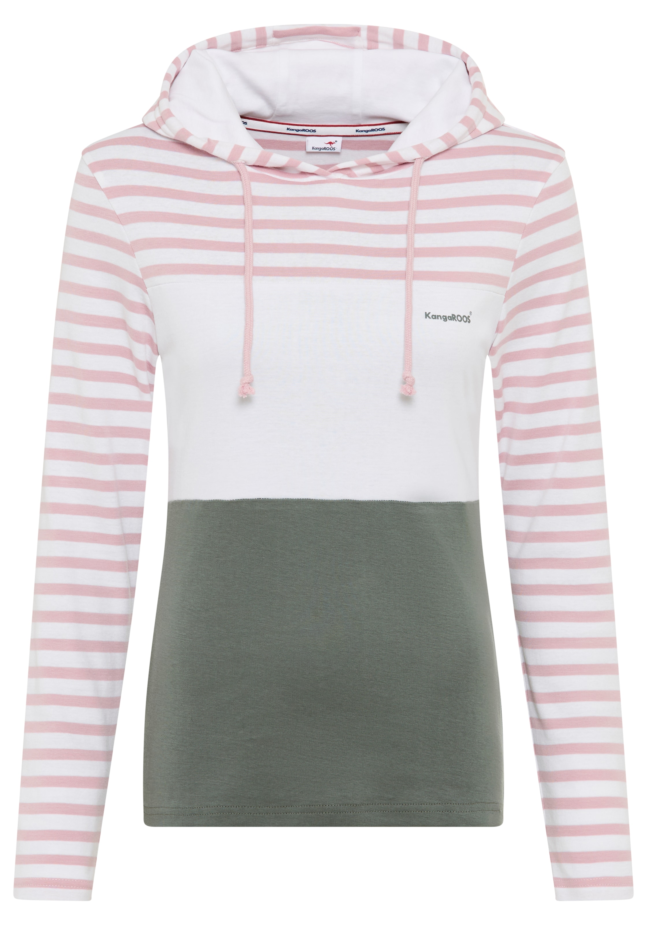 KangaROOS Kapuzenshirt, Langarm, sehr figurbetont, mit Colourblocking-Optik