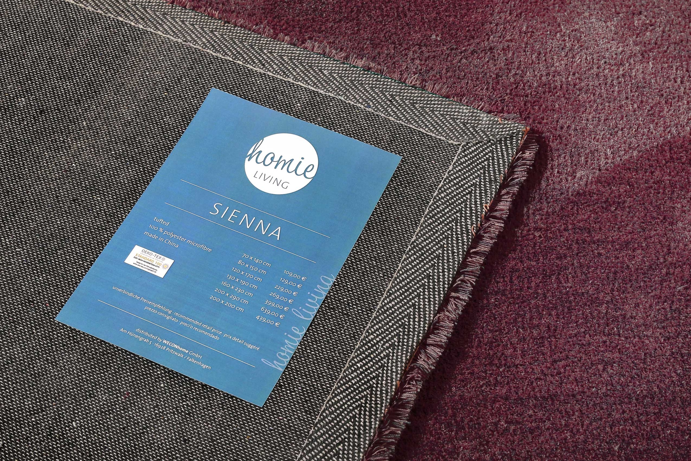 Homie Living Teppich »Sienna«, rechteckig, 20 mm Höhe, Hochflor, Microfaser, uni, weich & kuschelig, Wohnzimmer, Schlafzimmer