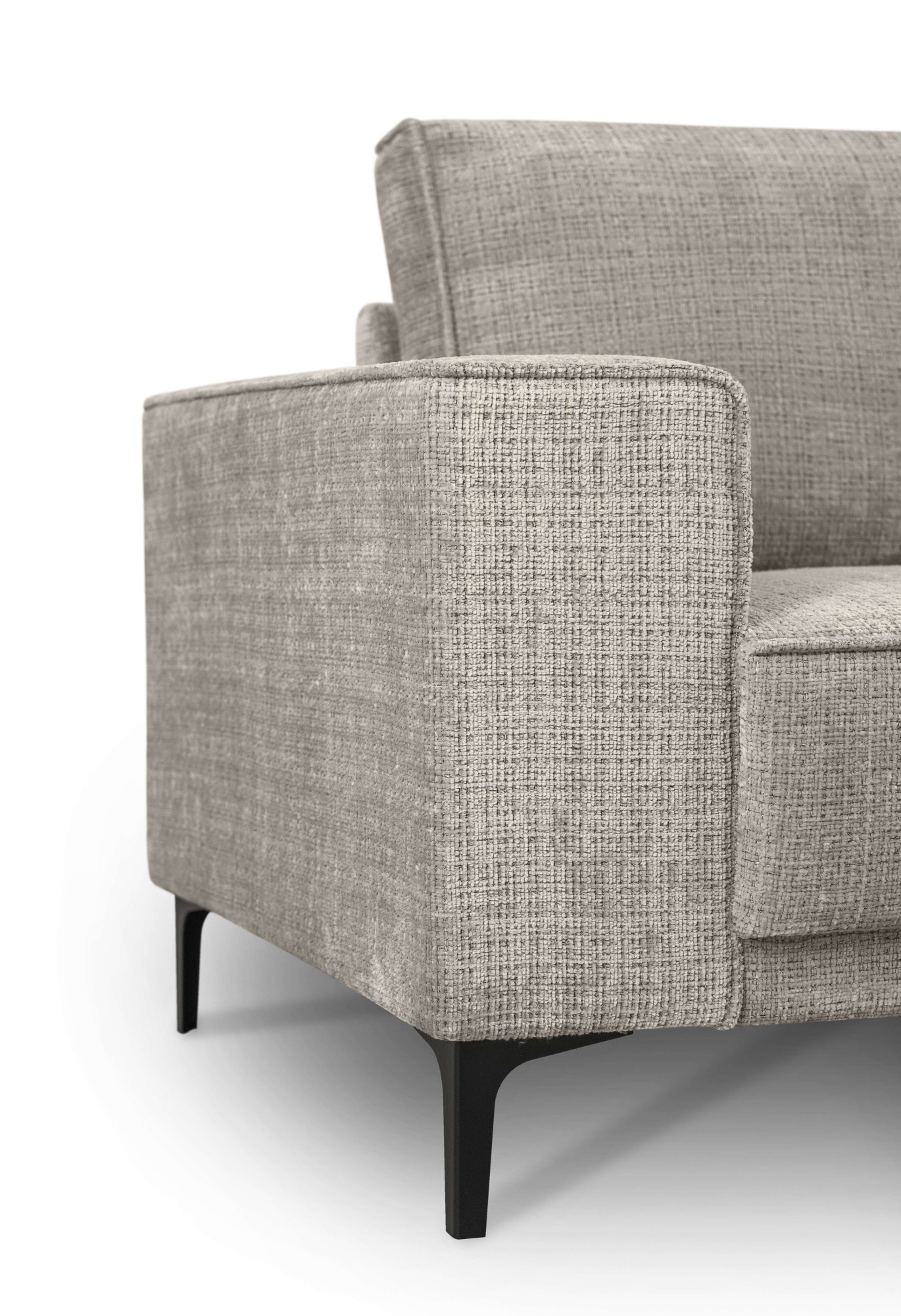 Places of Style 2-Sitzer »Kompaktsofa Oland, Struktur, Flachgewebe, Luxus-Microfaser, Boucle«, 164 cm, Wellenunterfederung, Skandi-Design, Metallfüße