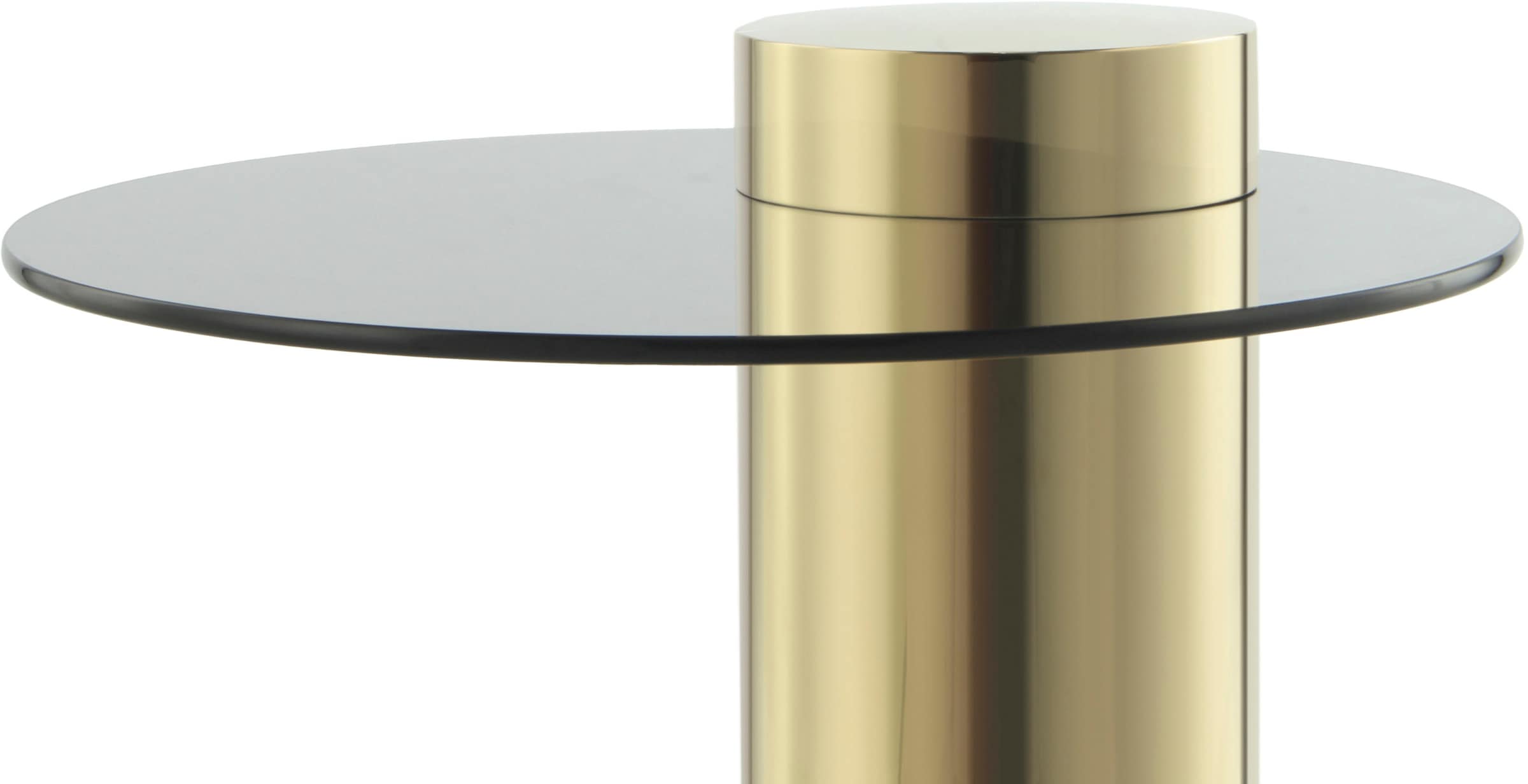 Kayoom Beistelltisch »Ontario 125, Runde Glasplatte aus Sicherheitsglas, 100% Edelstahl«, (1 St.), Minimalistisches Design, Säulengestell, pflegeleicht