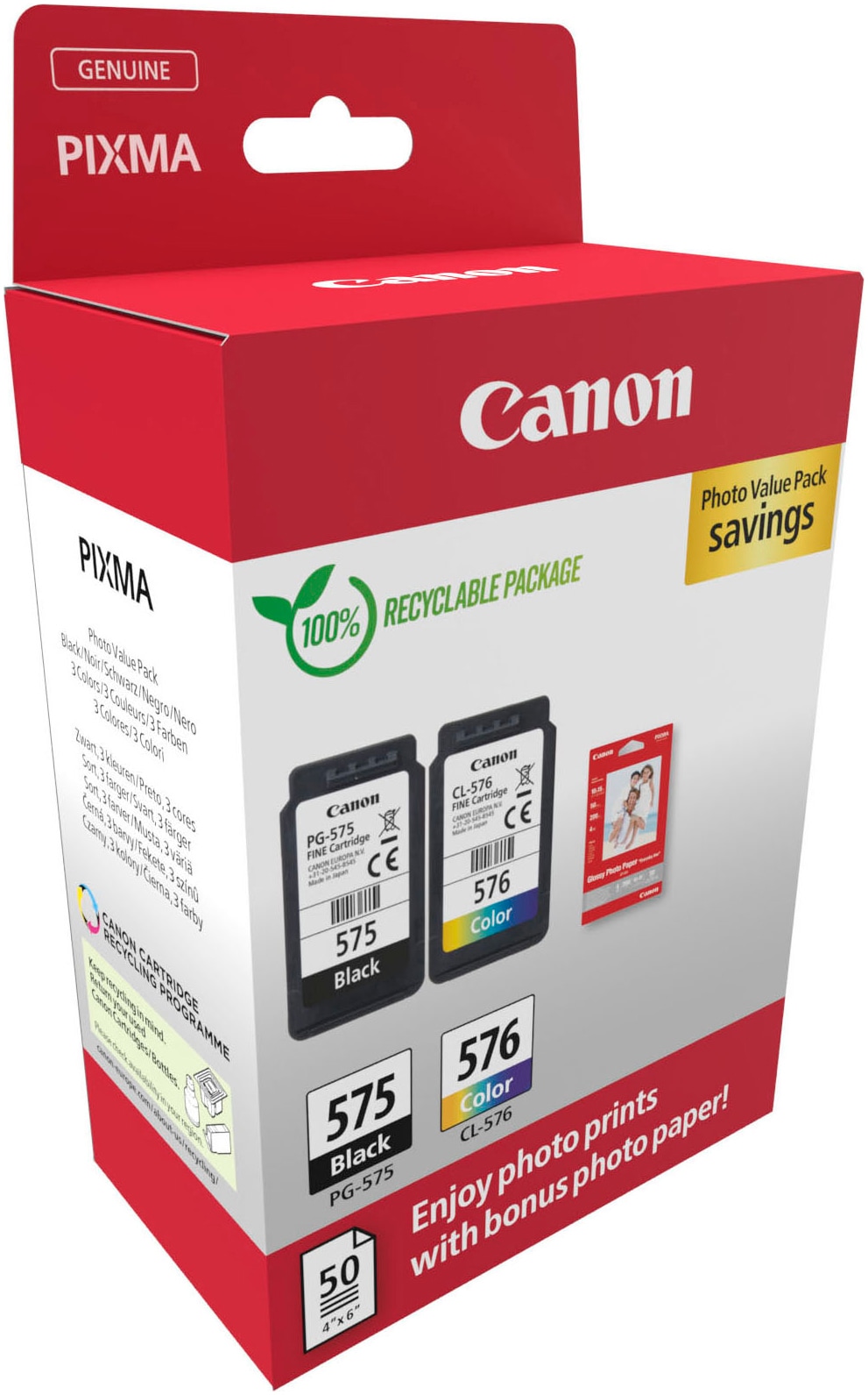 Canon Tintenpatrone »PG-575/CL-576 Photo Value Pack«, (Packung, 2 St.)