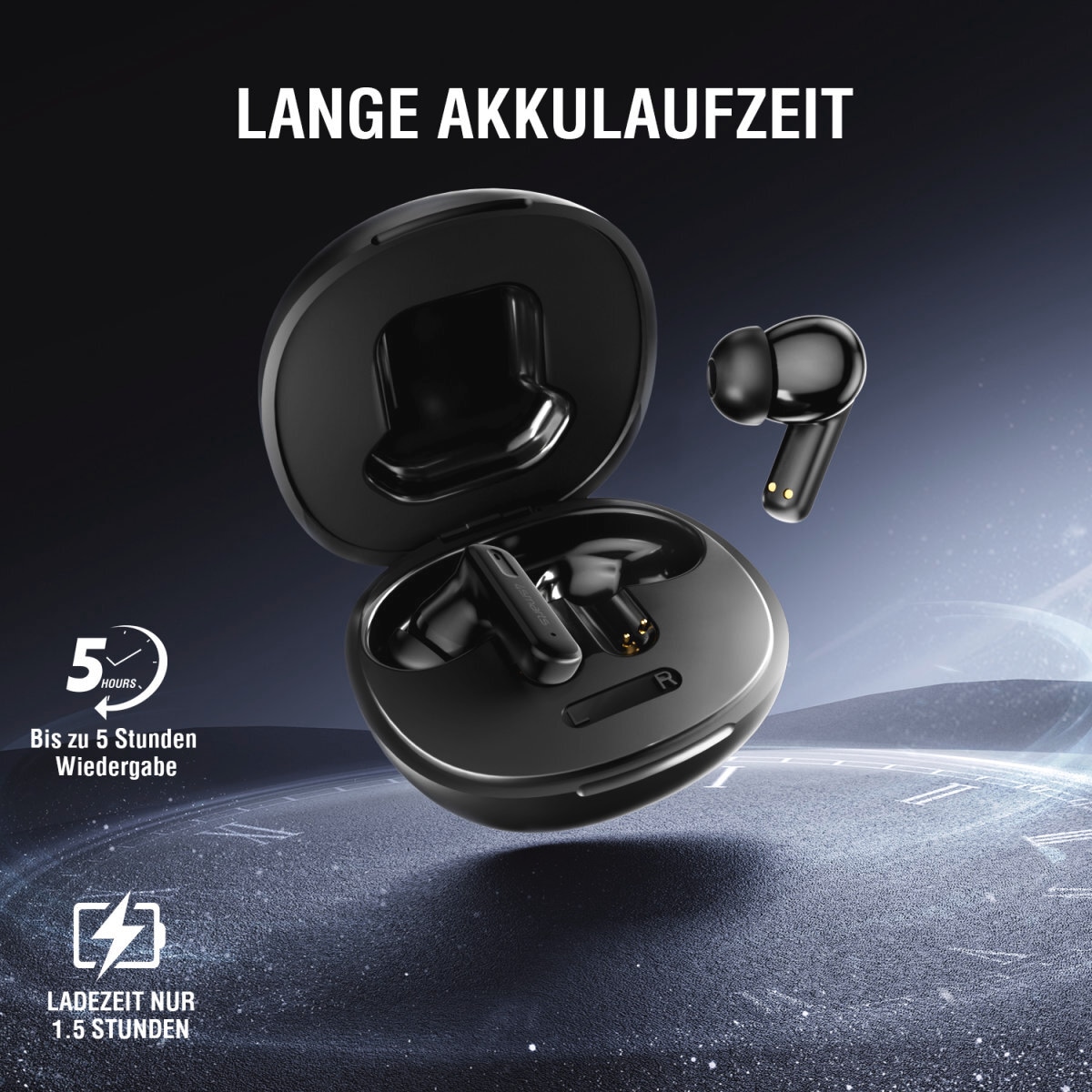 4smarts wireless In-Ear-Kopfhörer »TWS Bluetooth Kopfhörer SkyBuds Screen ANC«, Active Noise Cancelling (ANC)-Freisprechfunktion