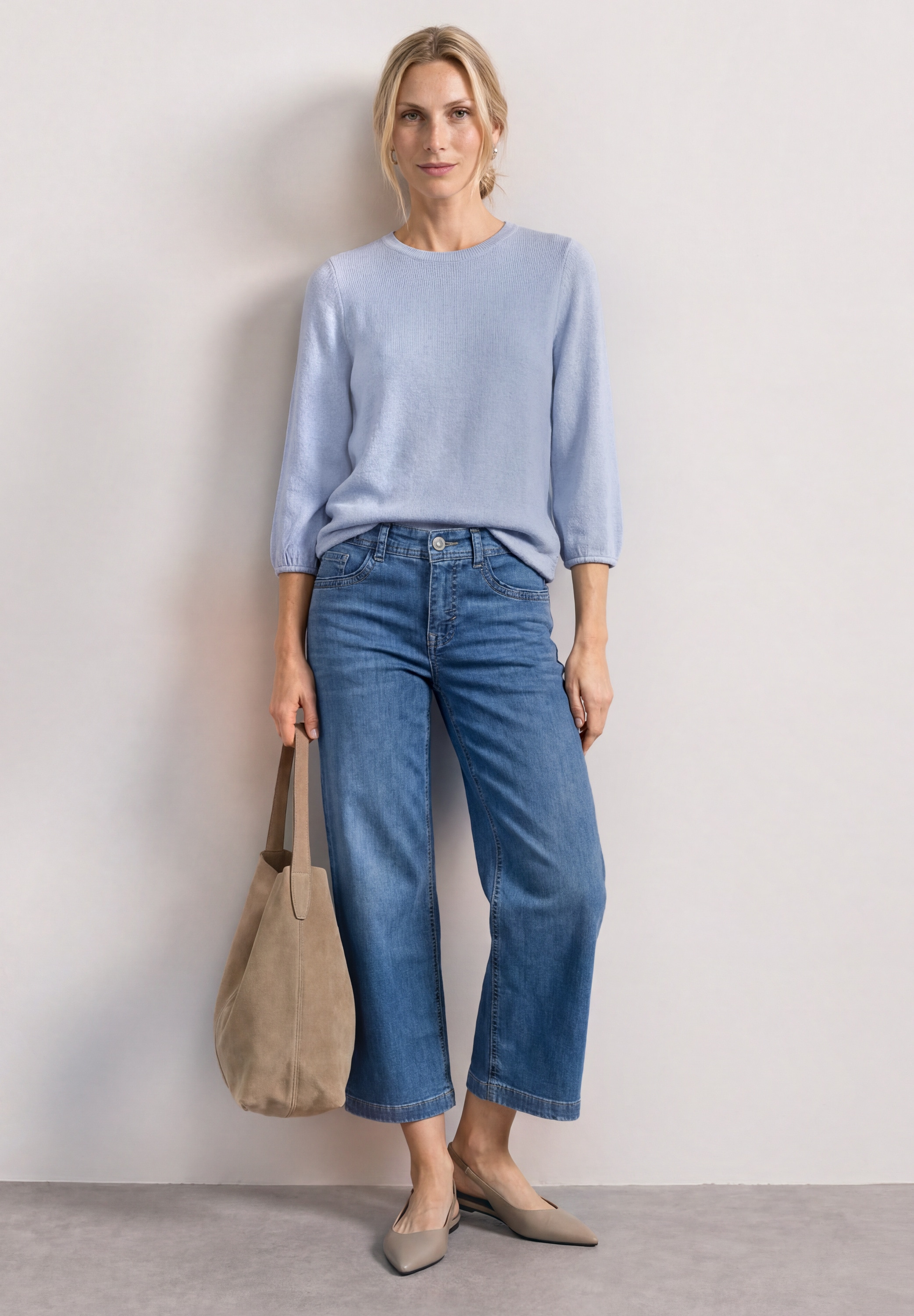 STREET ONE Rundhalsshirt 3/4-Arm Shirt im Strick-Look
