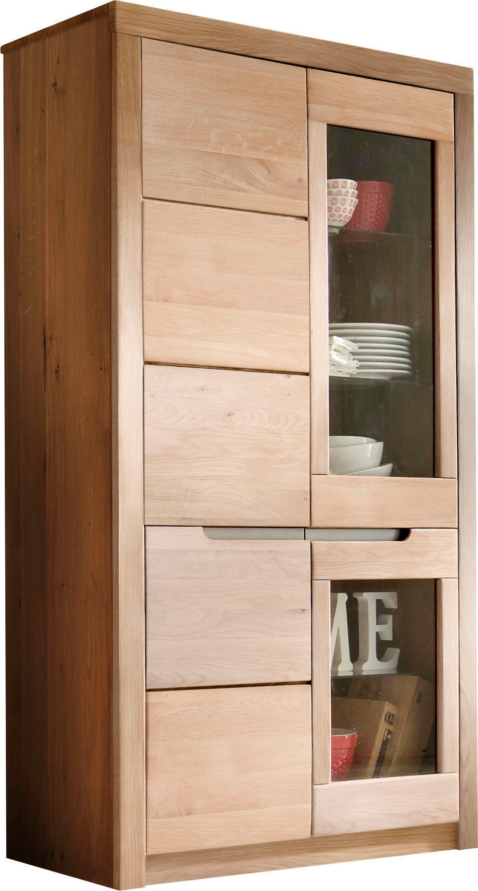 Wohnglücklich by Infantil Vitrine »Basel«, Breite 110 cm, aus massiver Wildeiche
