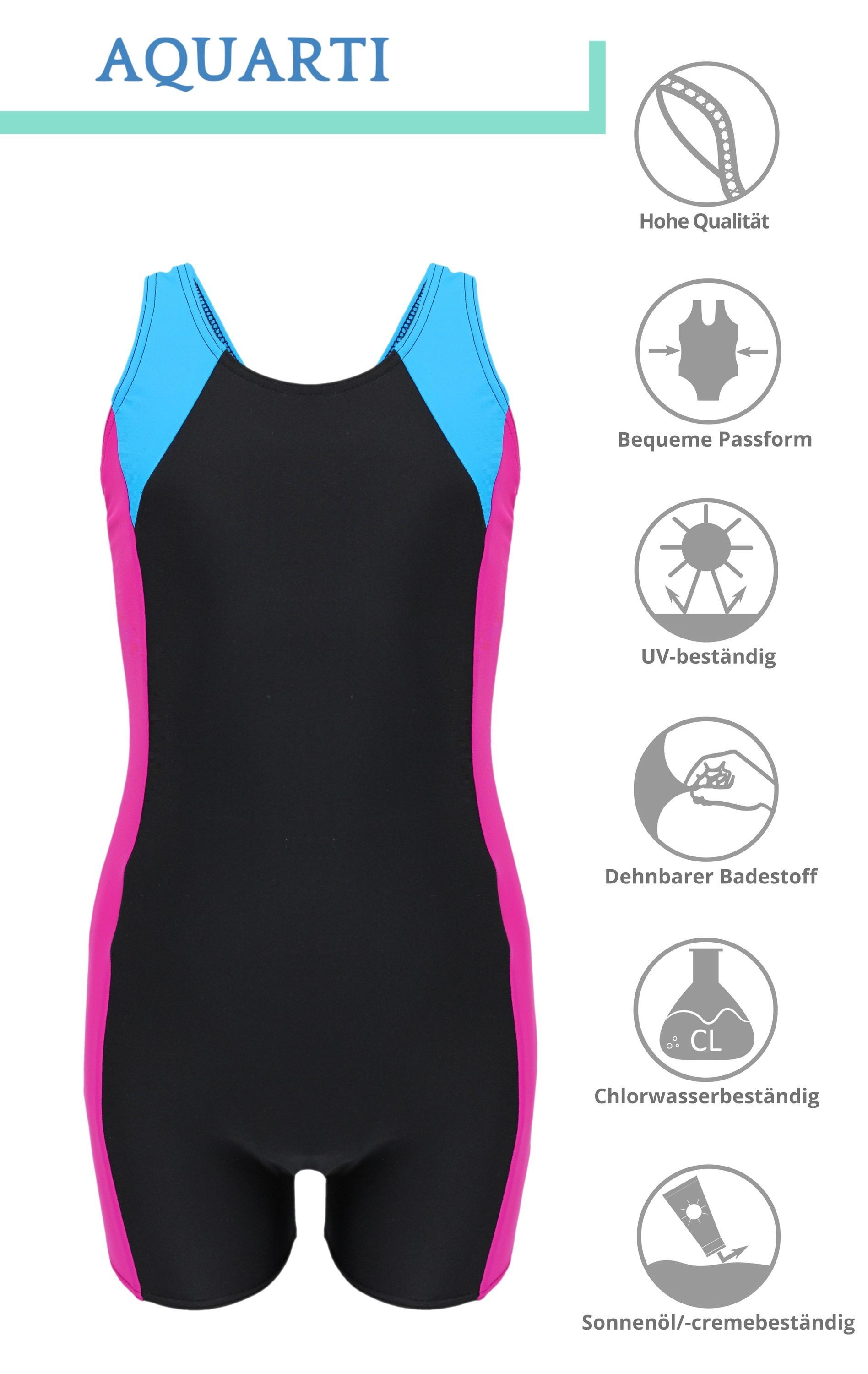 AQUARTI Badeanzug »Badeanzug Mädchen Badeanzug mit Bein Ringerrücken«