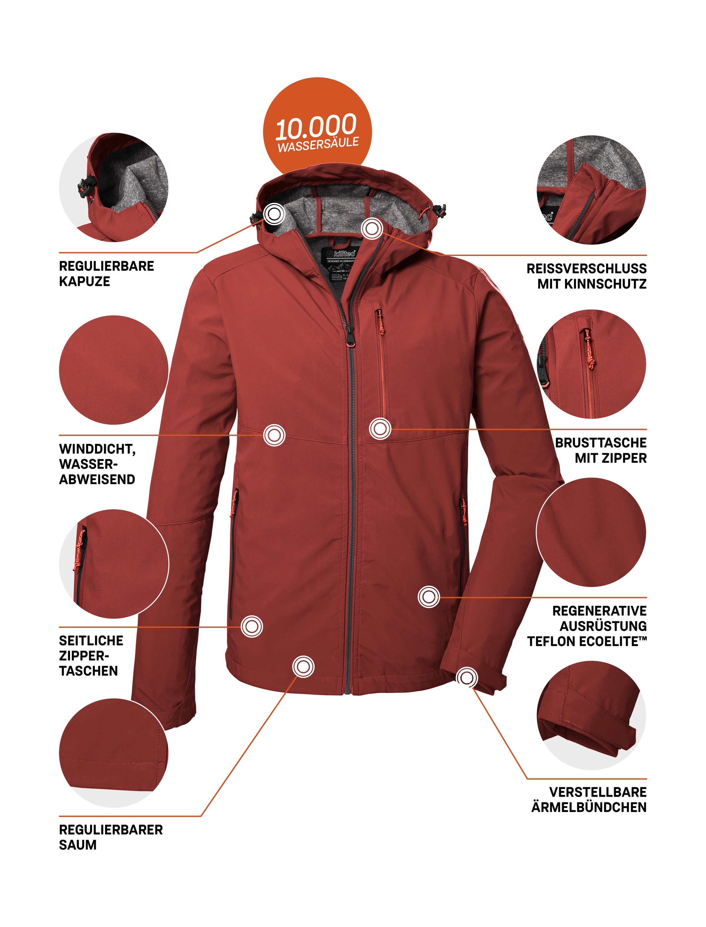 Killtec Softshelljacke »KOS 259 MN SFTSHLL JCKT« Wasserabweisende Softshelljacke mit verstellbarer Kapuze