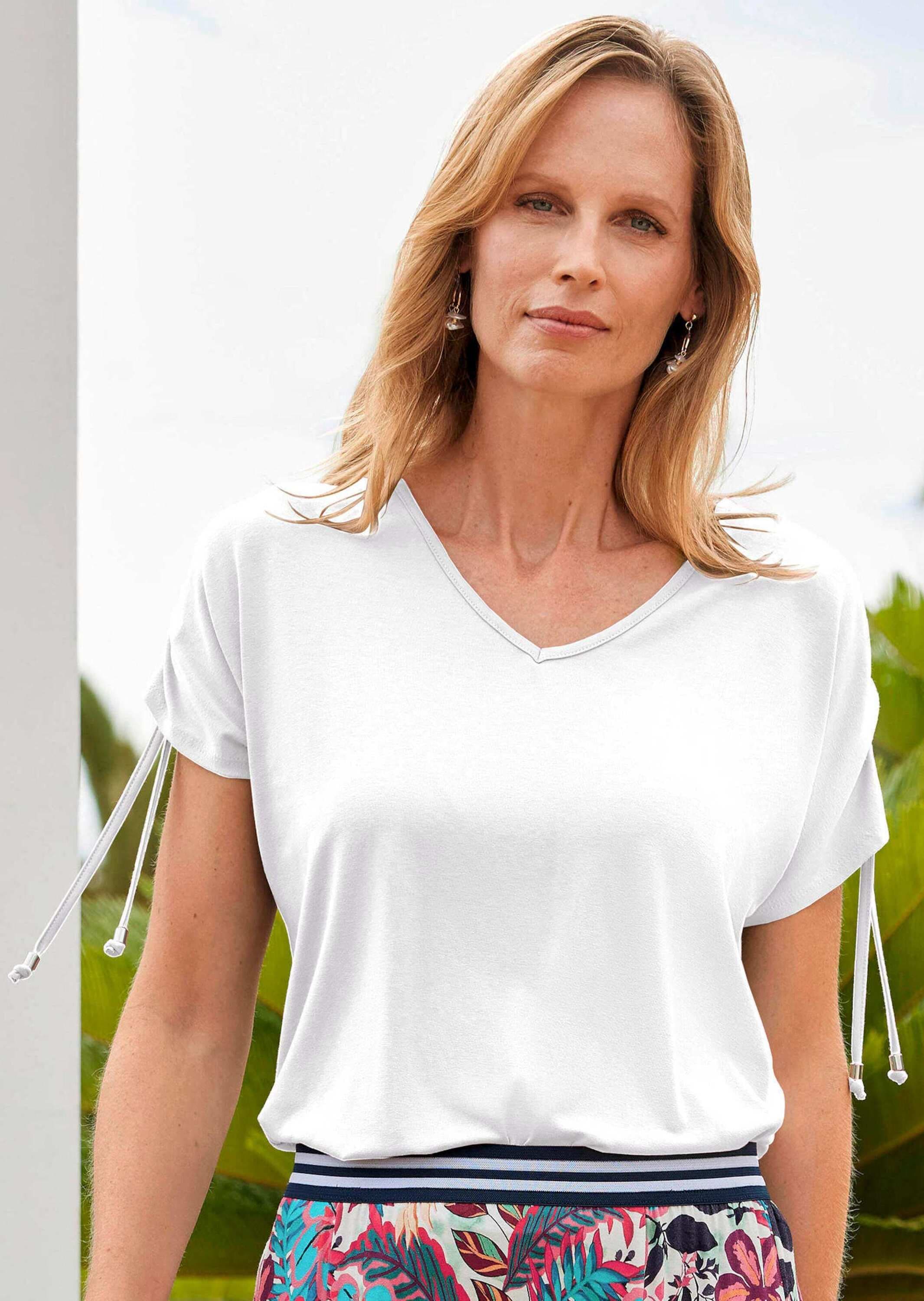 GOLDNER Kurzarmshirt »Kurzarm Viskose-Oberteil« strechbequeme Viskosejersey