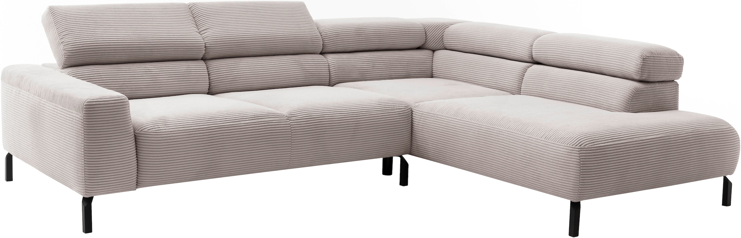 Places of Style Ecksofa »Antonelli, L-Form, inkl. Kopfteilverstellung, Breite 276 cm«, ohne Sitztiefenverstellung, in Cord, taupe
