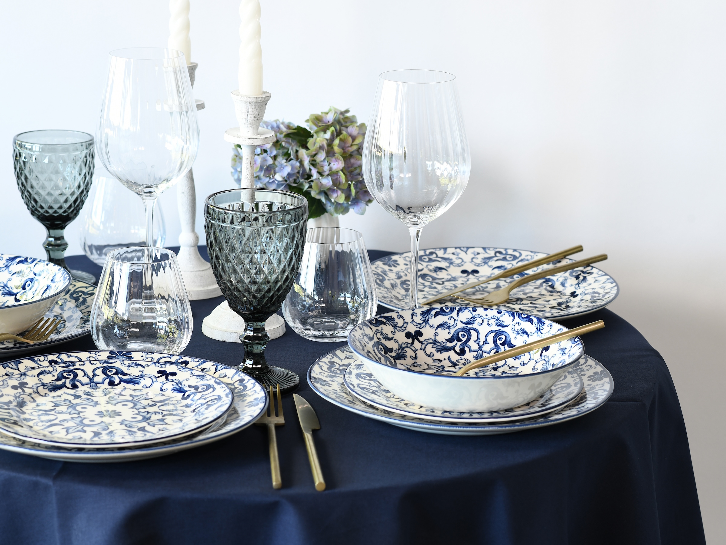 CreaTable Teller-Set »Fresco Blau, Tellerset 12-tlg« Ornamentmotiv, Mediterran