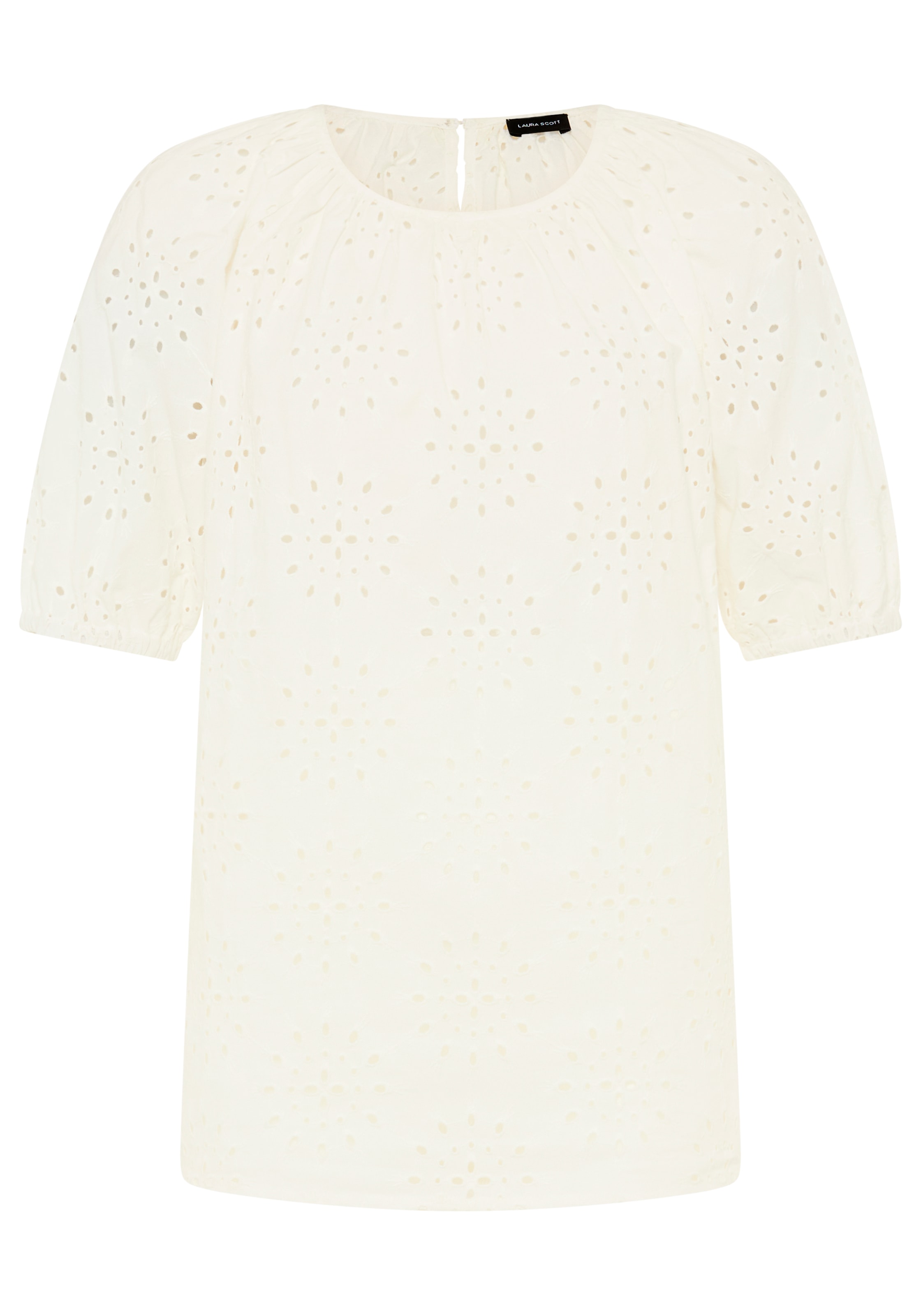 Laura Scott Schlupfbluse mit echter Lochstickerei, aus Baumwolle