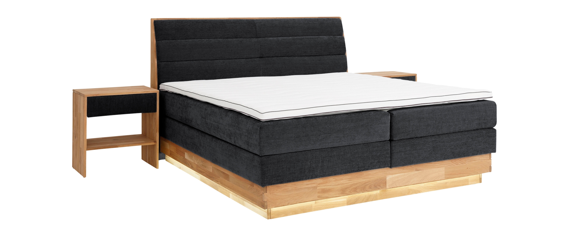 OTTO products Boxspringbett, LED-Beleuchtung, mit zertifizierten, recycelten Bezugsstoffen